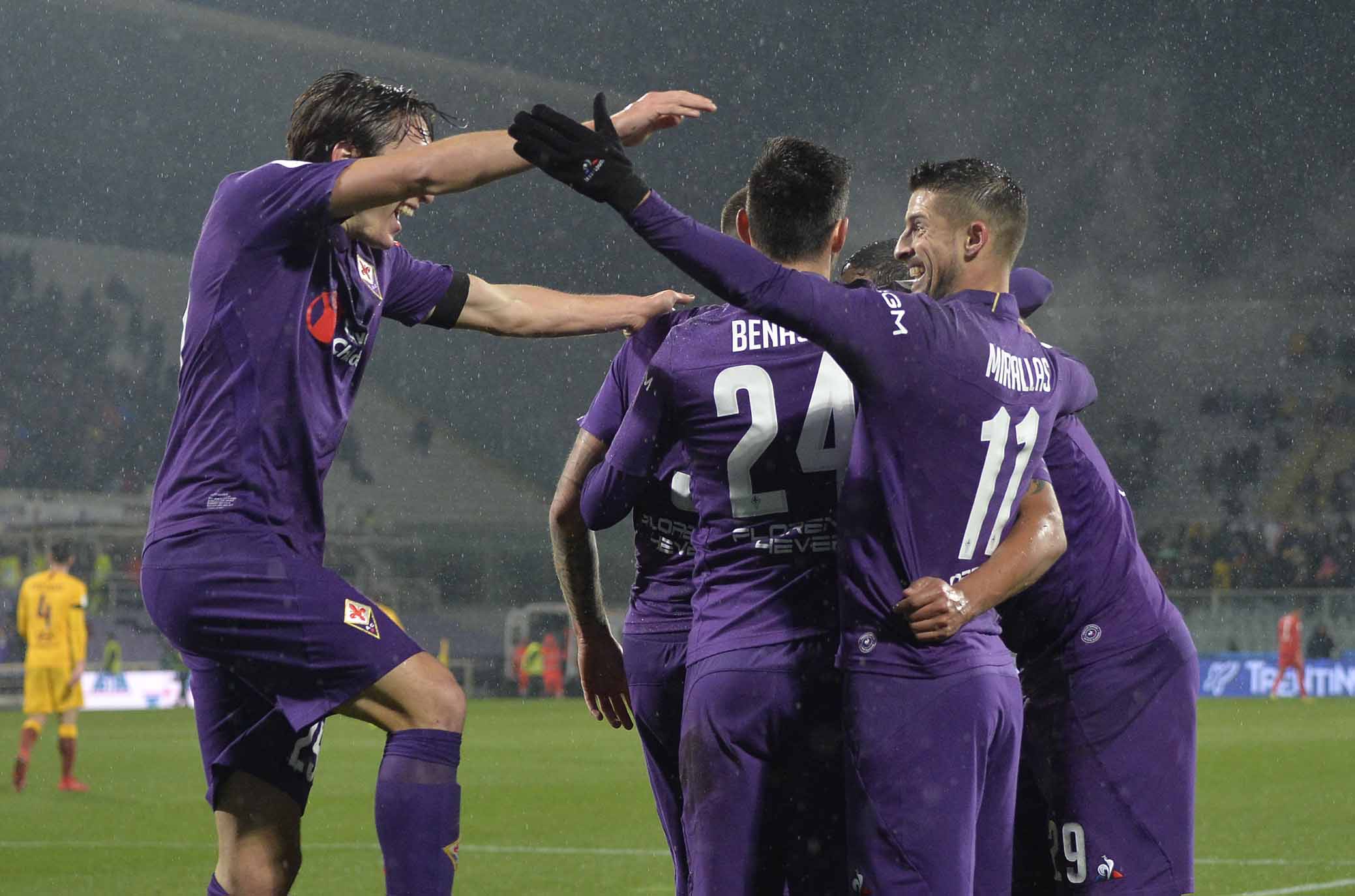 FIORENTINA-ROMA COPPA ITALIA 30-01-2019 ESULTANZA DI LUIS MURIEL CON I COMPAGNI. GALASSI SILVANO/SILPRESS