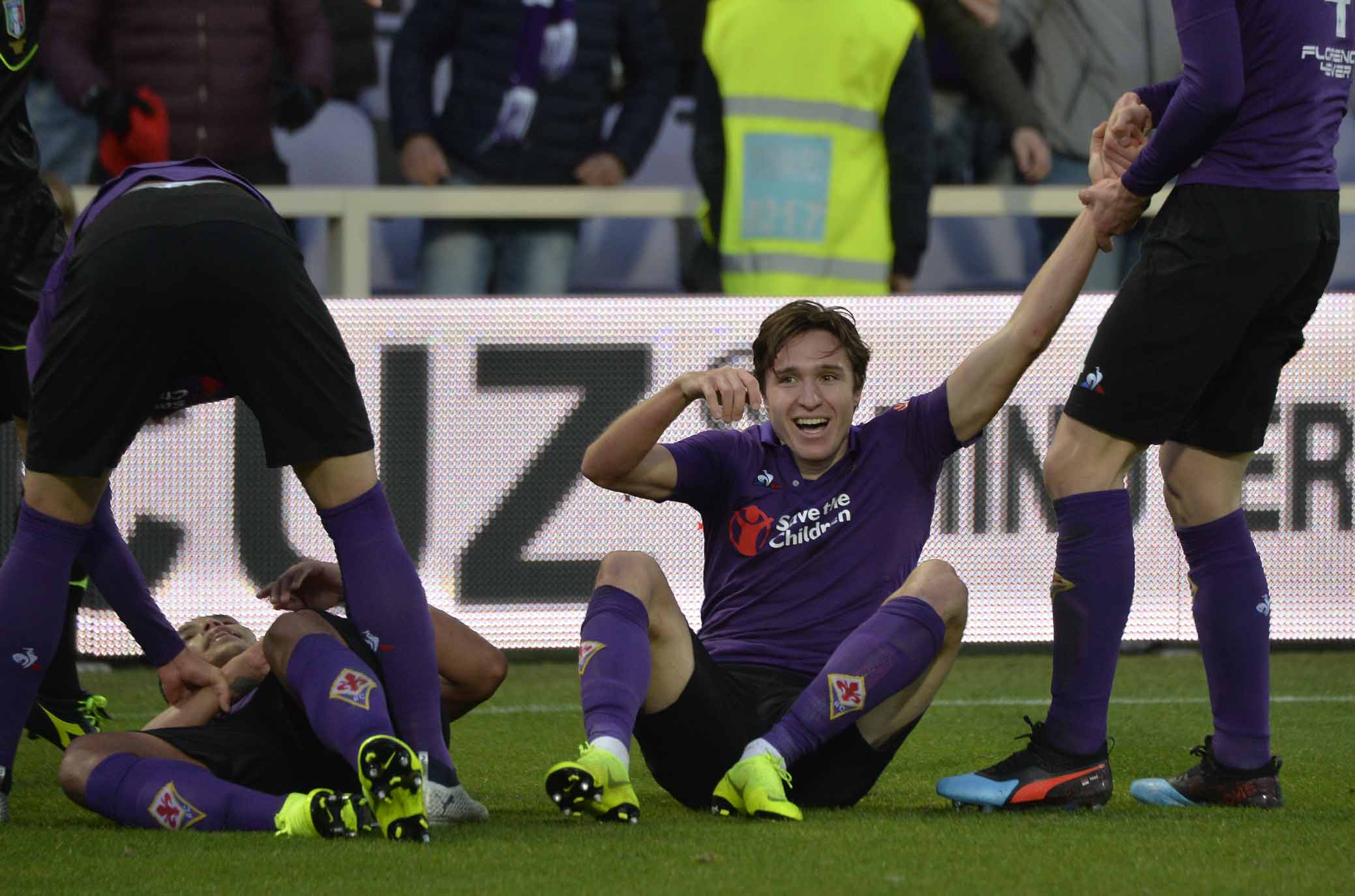 FIORENTINA-SAMPDORIA 20-01-2019 ESULTANZA DI LUIS MURIEL DOPO IL GOL DEL 2-1 CON FEDERICO CHIESA. GALASSI SILAVNO/SILPRESS