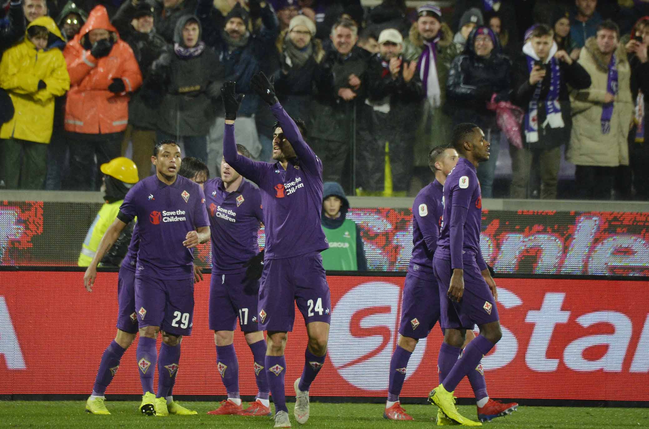 FIORENTINA-ROMA COPPA ITALIA 30-01-2019 ESULTANZA DI MARCO BENASSI. GALASSI SILVANO/SILPRESS