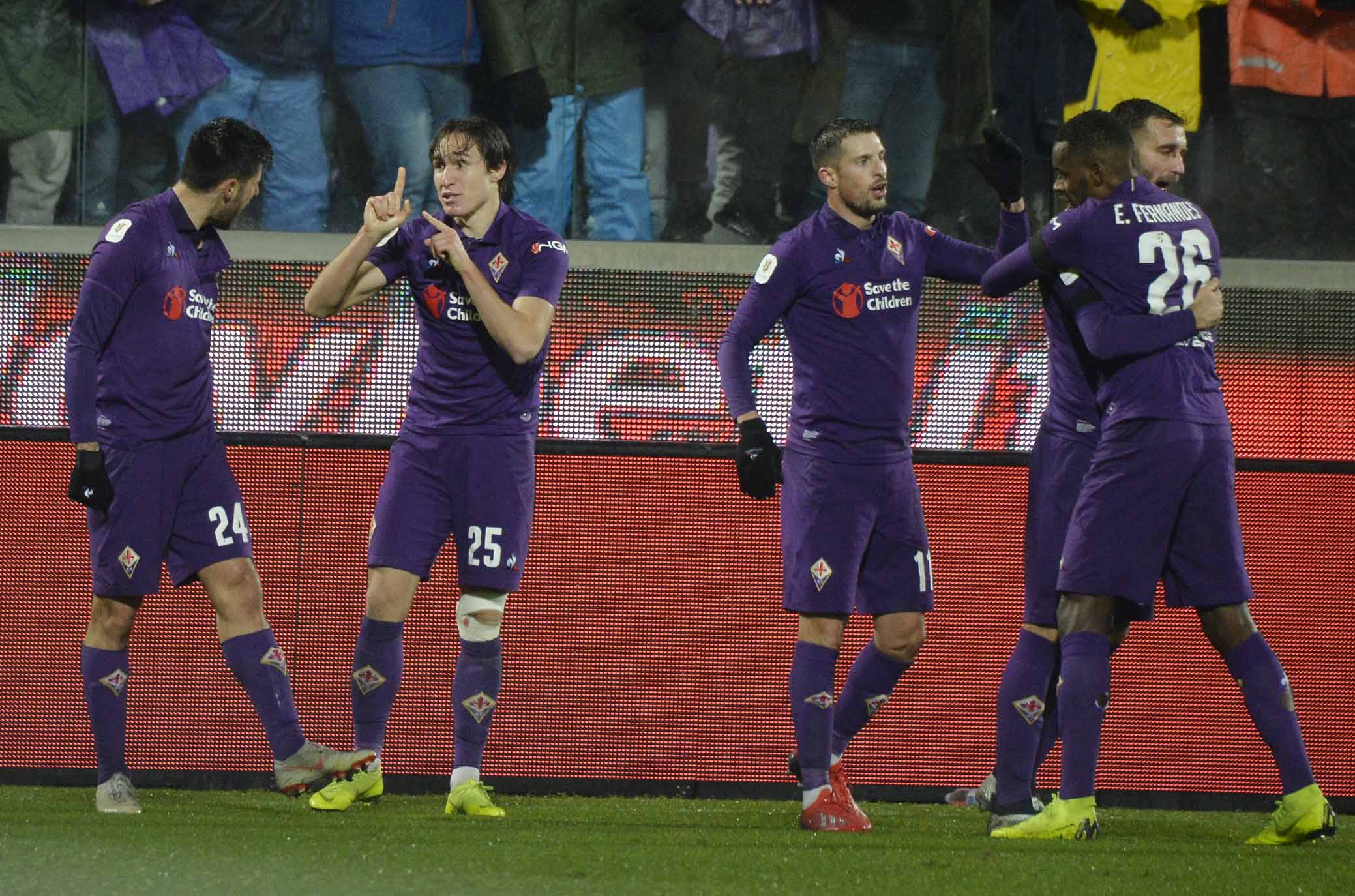 FIORENTINA-ROMA COPPA ITALIA 30-01-2019 ESULTANZA DI MARCO BENASSI. GALASSI SILVANO/SILPRESS