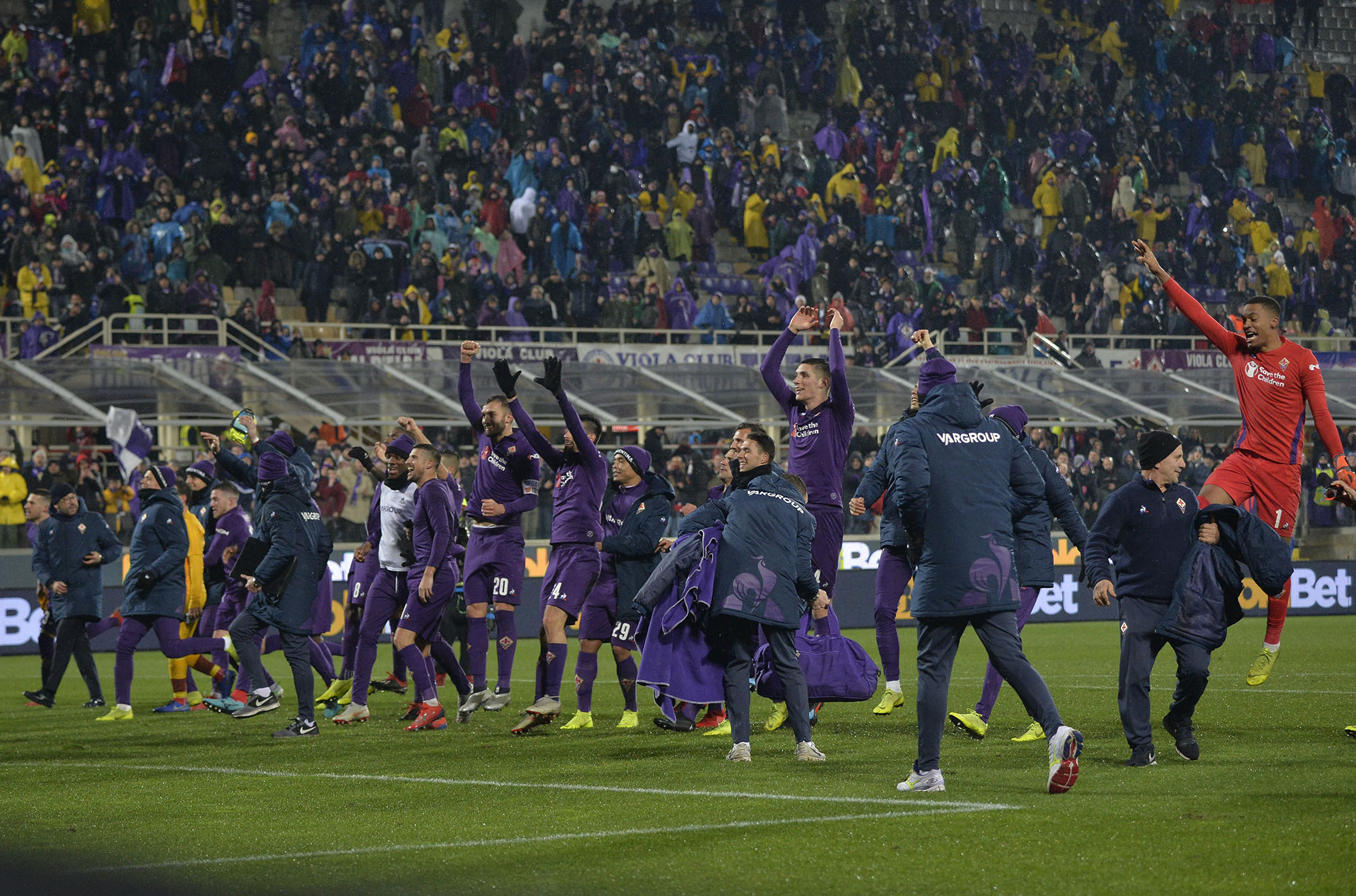 FIORENTINA-ROMA COPPA ITALIA 30-01-2019 ESULTANZA A FINE PARTITA. GALASSI SILVANO/SILPRESS