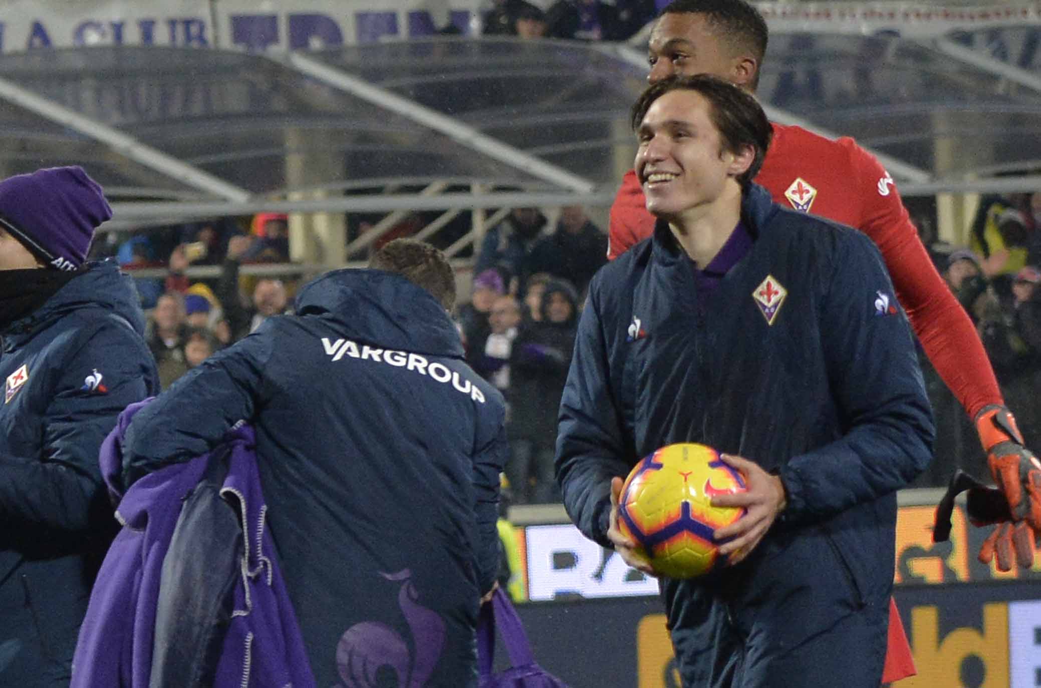FIORENTINA-ROMA COPPA ITALIA 30-01-2019 FEDERICO CHIESA CON IL PALLONE DEI SUOI TRE GOL. GALASSI SILVANO/SILPRESS