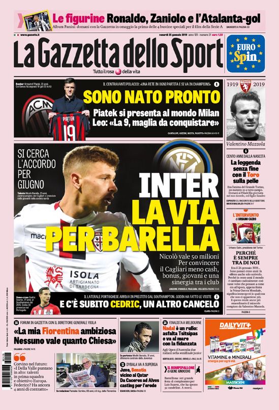 Quotidiani, la prima pagina di Qs, Stadio, Gazzetta, Corriere dello Sport, Tuttosport