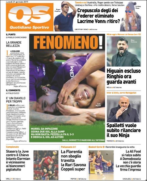 Quotidiani, la prima pagina di Qs, Stadio, Gazzetta, Corriere dello Sport, Tuttosport