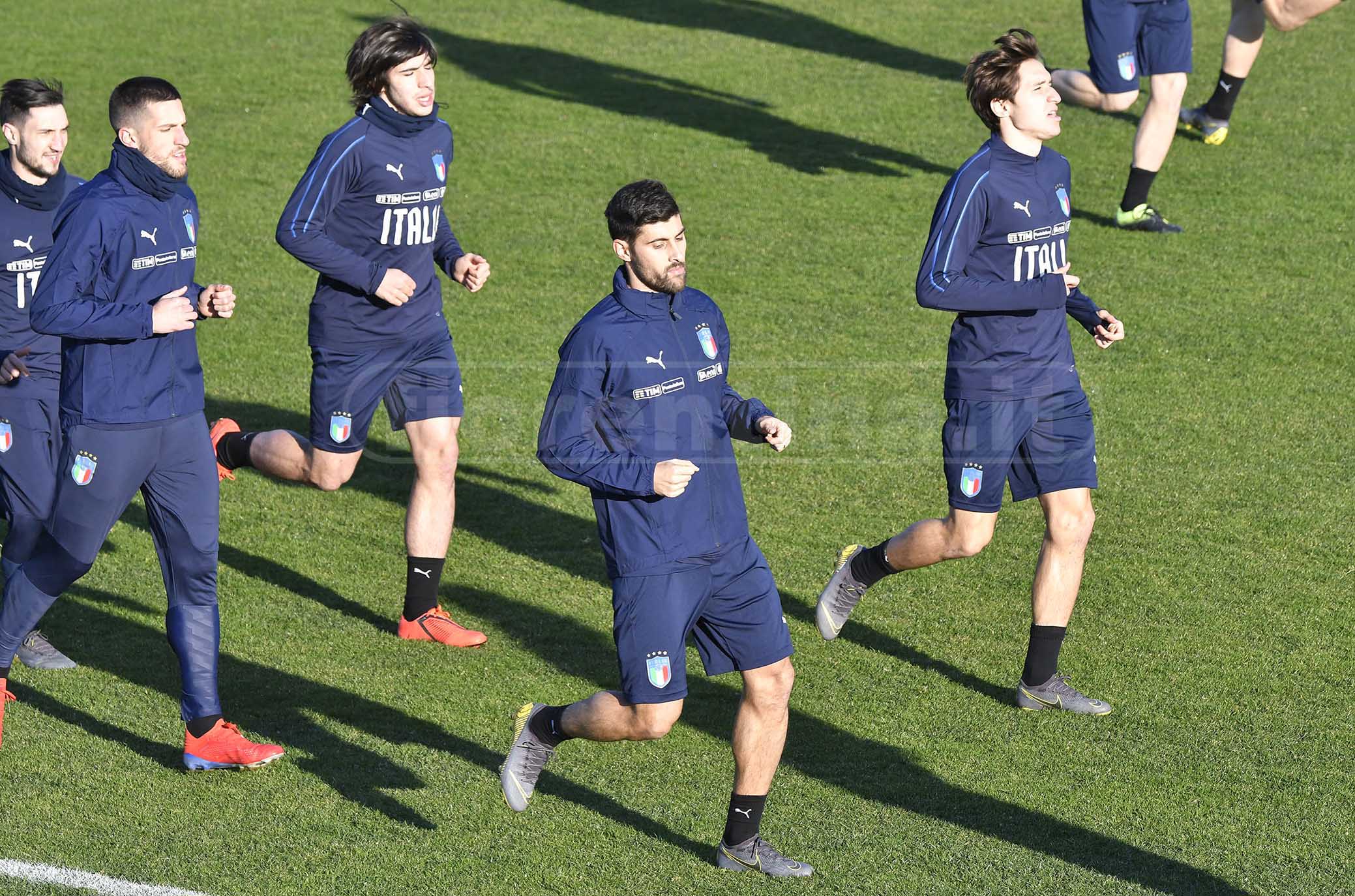 COVERCIANO RITIRO DELLA NAZIONALE 04-02-2019. CRISTIANO BIRAGHI MARCO BENASSI, FEDERICO CHIESA. GALASSI SILVANO/SILPRESS
