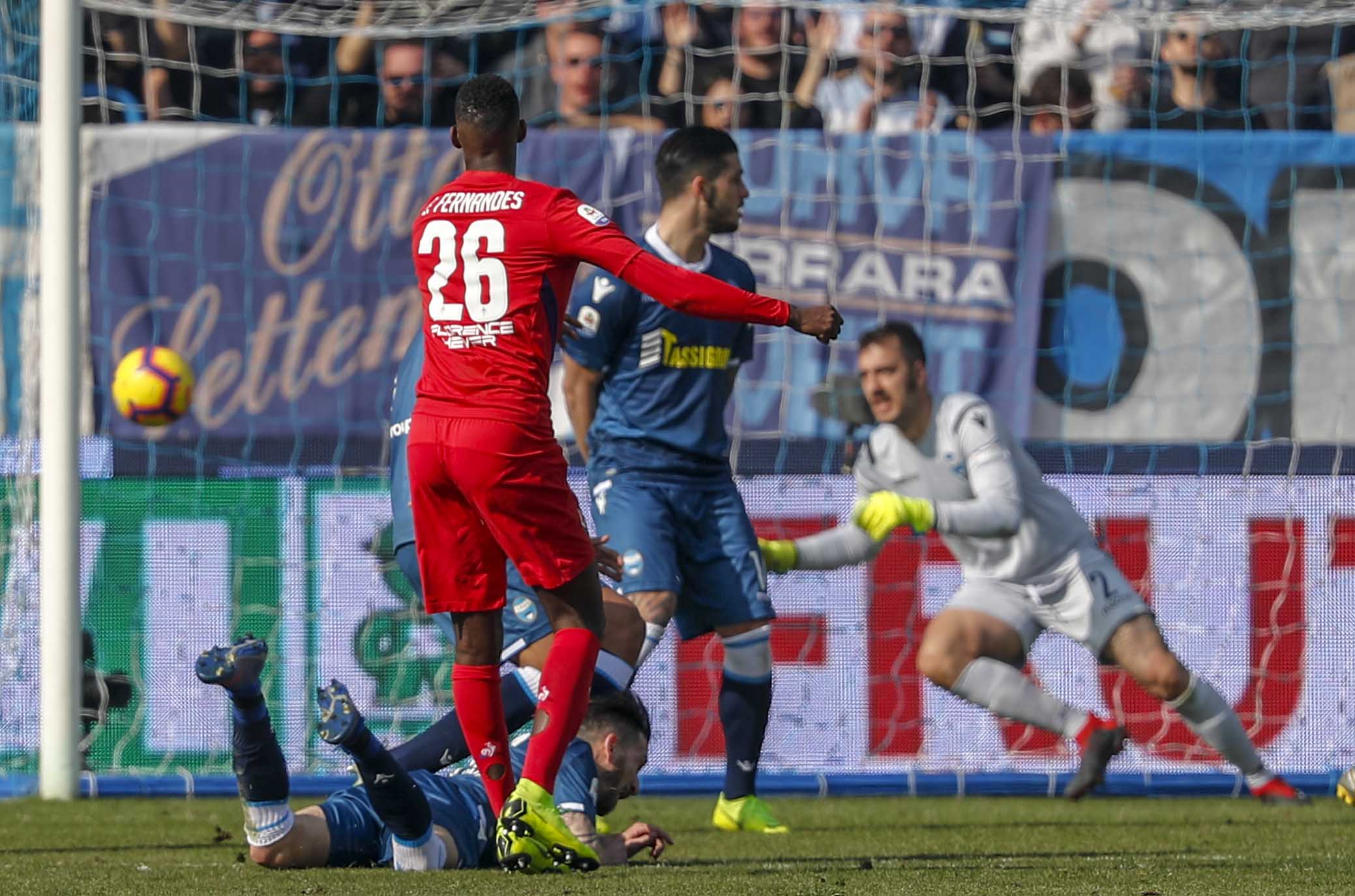 FERRARA - ITALY, 17-02-19 - 24° GIORNATA DI CAMPIONATO SERIE A TIM - STADIO PAOLO MAZZA : SPAL VS FIORENTINA, FOTO DI CASTALDI, NELLA FOTO: GOL DI EDIMILSON FERNADES
