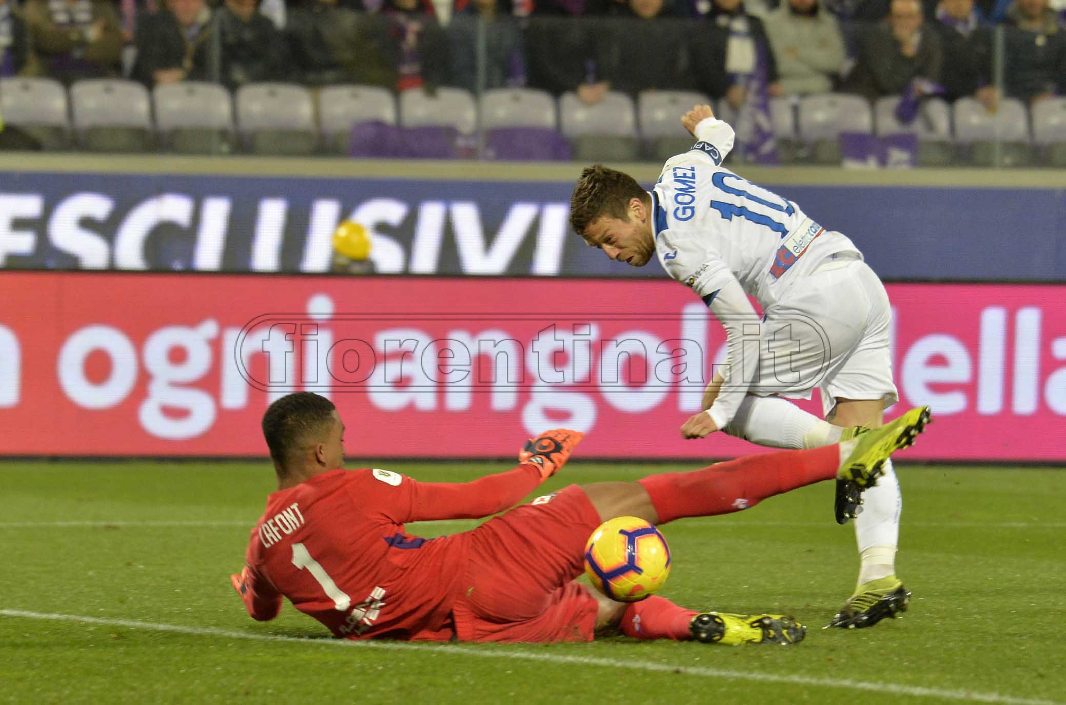 FIORENTINA-ATALANTA 27-02-2019 COPPA ITALIA. GOL DI GOMEZ. GALASSI