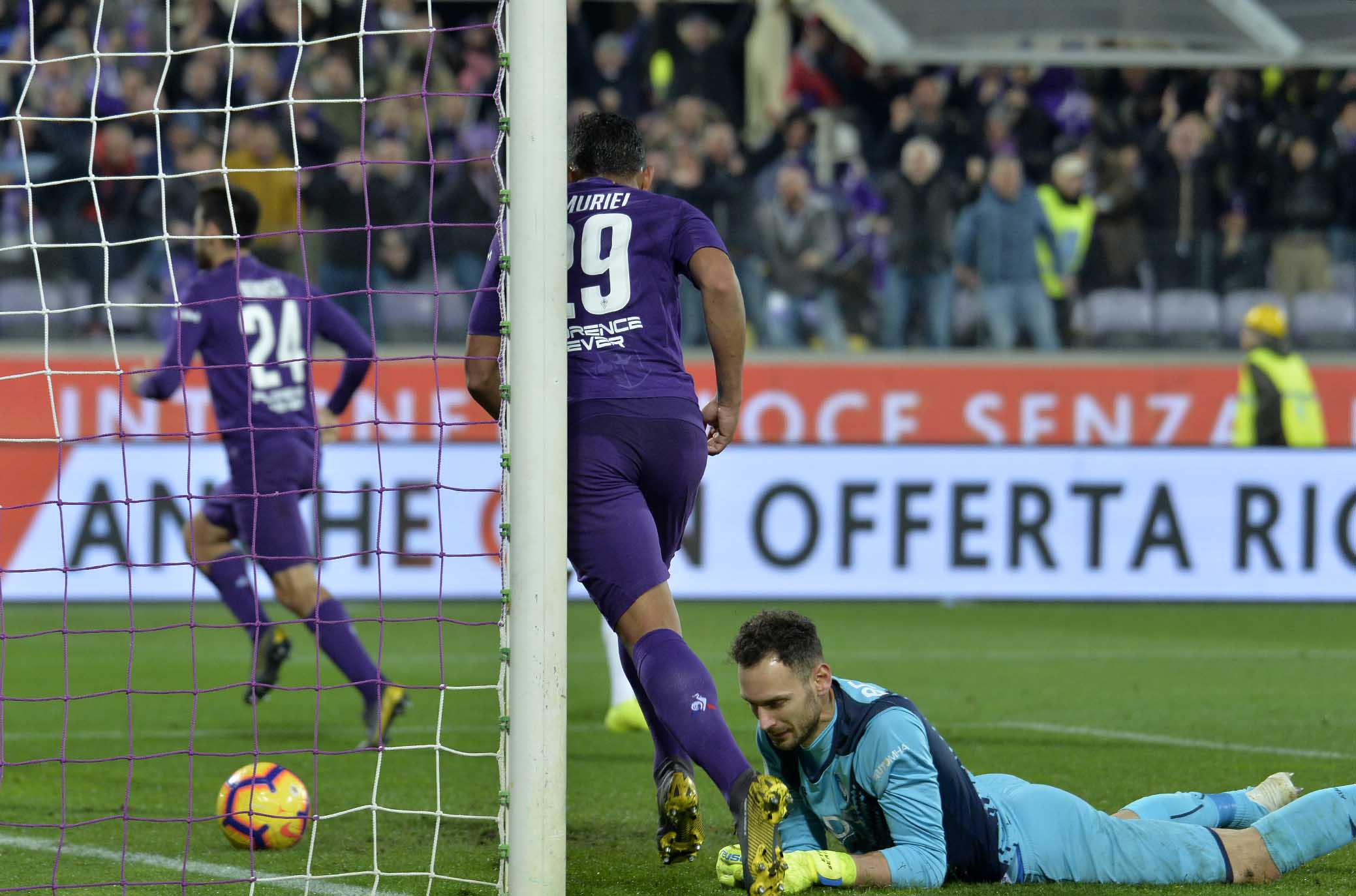 FIORENTINA-ATALANTA 27-02-2019 COPPA ITALIA. ESULTANZA DI LUIS MURIEL DOPO IL GOL. GALASSI SILVANO/SILPRESS