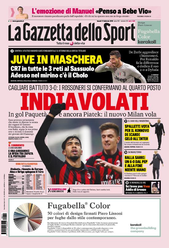Quotidiani: la prima pagina di Qs, Stadio, Gazzetta, Corriere dello Sport, Tuttosport