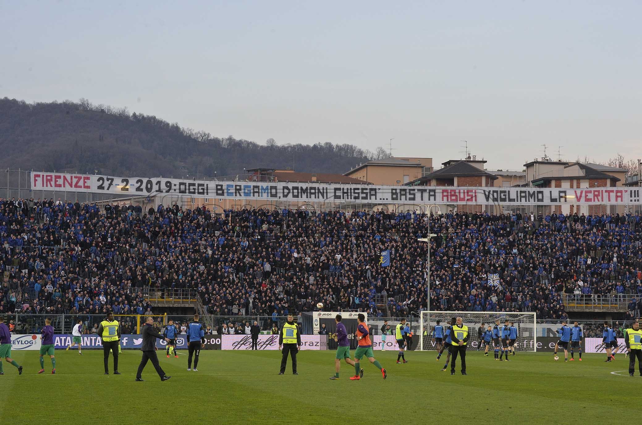 ATALANTA-FIORENTINA 03-03-2019 STRISCIONE IN CURVA DELL'ATALANTA. GALASSI SILAVNO/SILPRESS