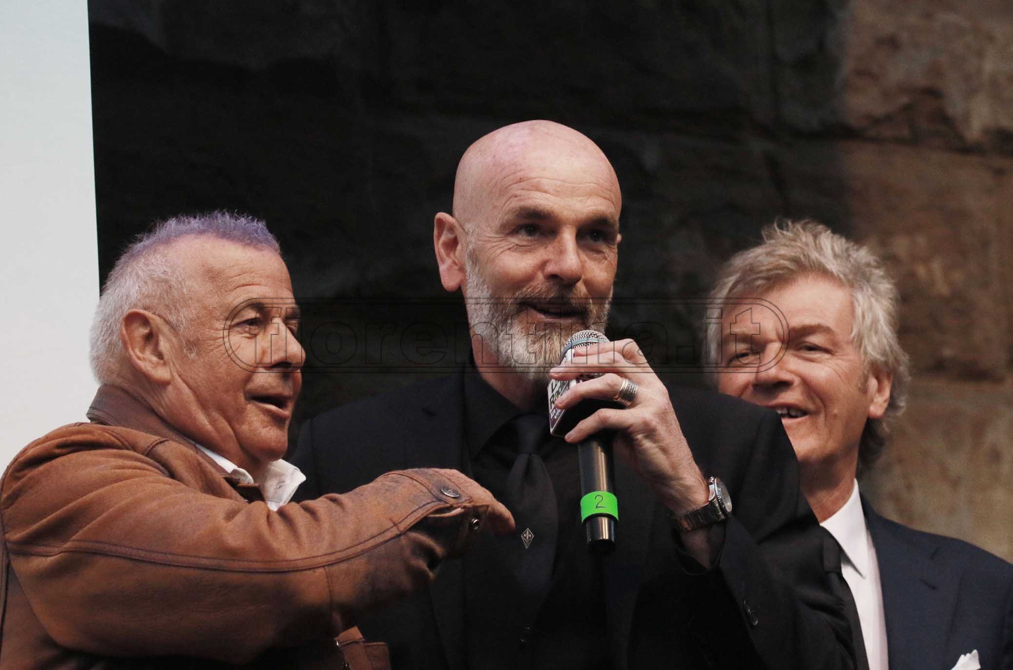 FIORENTINA 31-03-2019 GFESTA PER I 50 ANNI DI GABRIEL BATISTUTA IN PIAZZA DELLA SIGNORIA.LUCIANO ADTI, STEFANO PIOLI E GIANCARLO ANTOGNONI. GALASSI SILVANO/SILPRESS