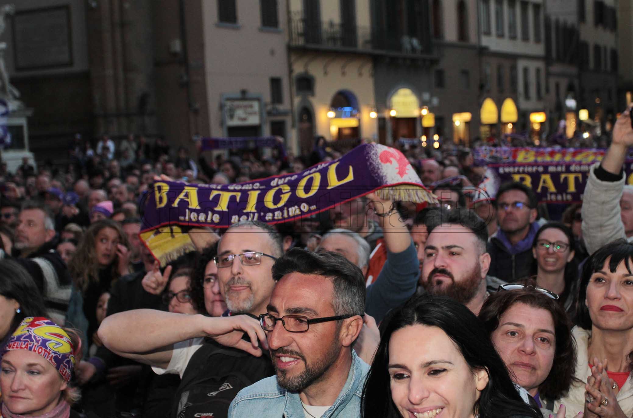 FIORENTINA 31-03-2019 GFESTA PER I 50 ANNI DI GABRIEL BATISTUTA IN PIAZZA DELLA SIGNORIA. TIFOSI GALASSI SILVANO/SILPRESS