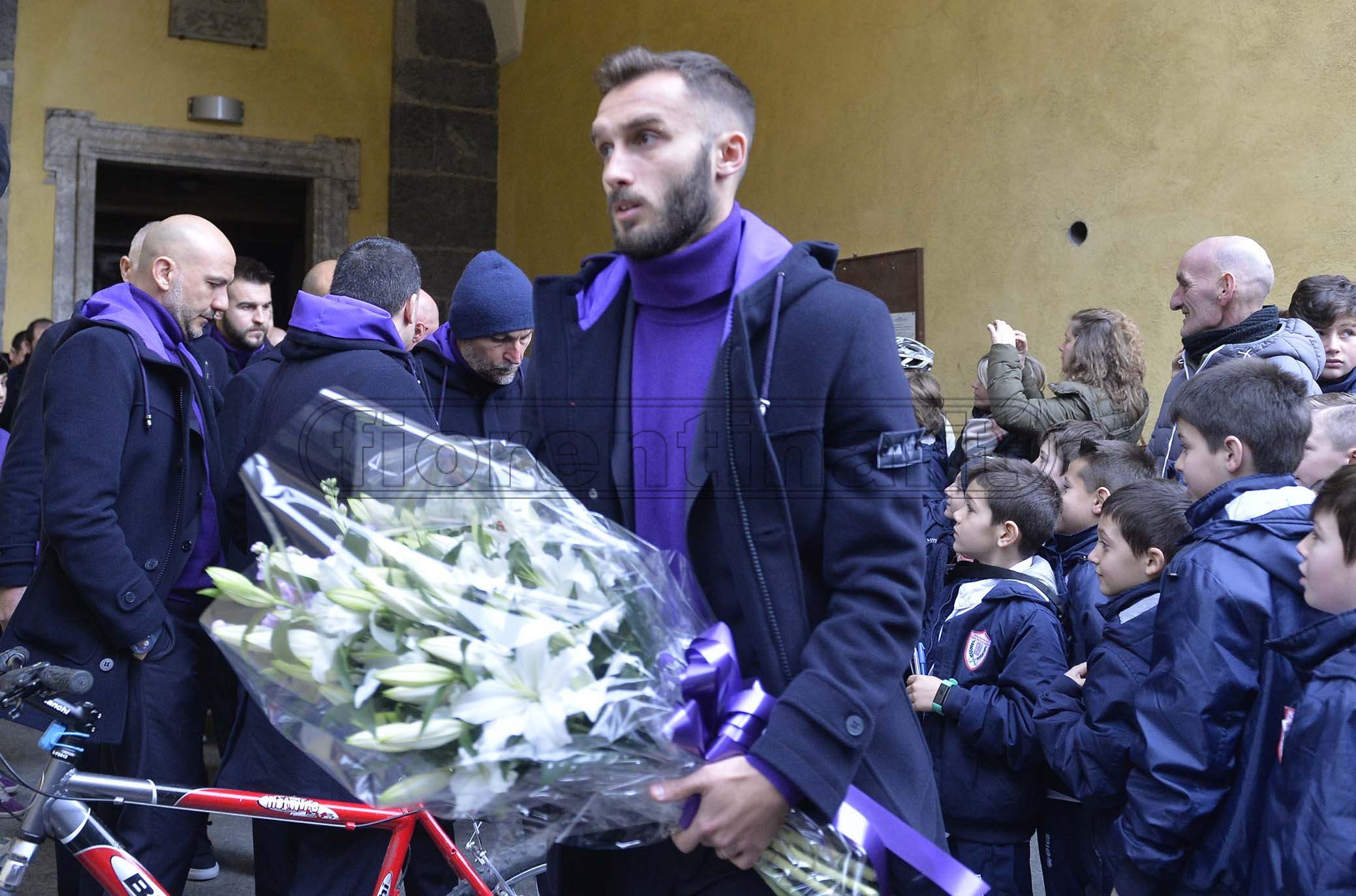 Bergamo 04-03-2019. La squadra a San Pellegrino per commemorare il capitano Davide Astori ad un anno di distanza dalla sua tragica scomparsa. GERMAN PEZZELLA. GALASSI SILVANO/SILPRESS