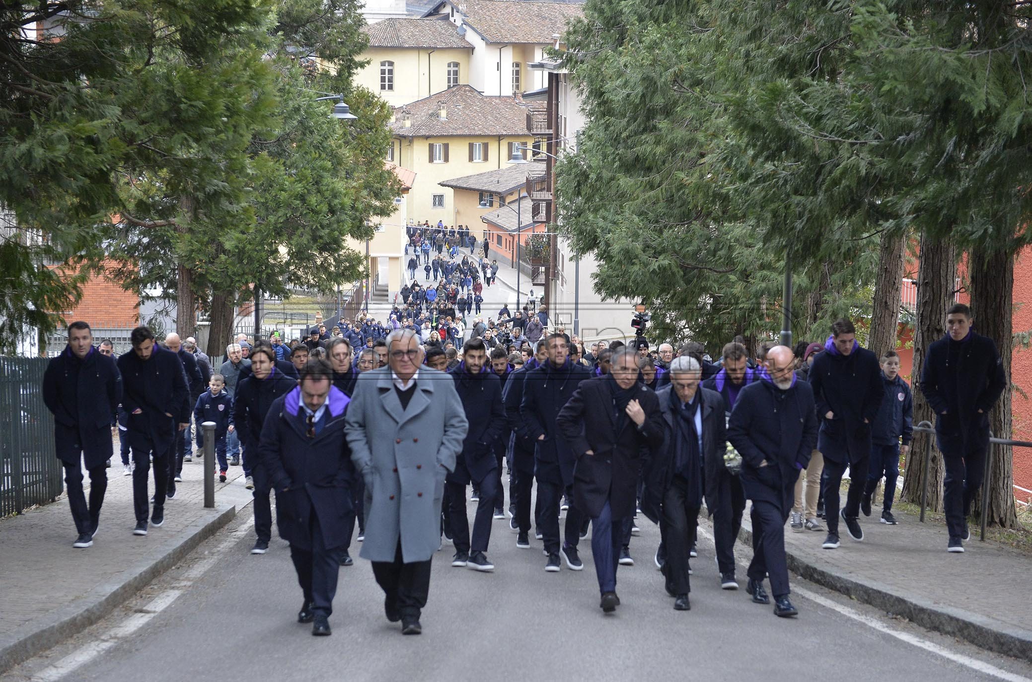 Bergamo 04-03-2019. La squadra a San Pellegrino per commemorare il capitano Davide Astori ad un anno di distanza dalla sua tragica scomparsa. GALASSI SILVANO/SILPRESS