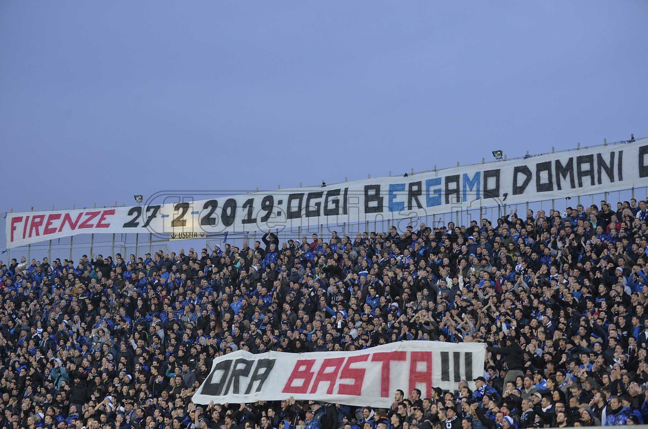 ATALANTA-FIORENINA 03-03-2019 STRISCIONE IN CURVA DELL'ATALANTA. GALASSI SILVANO/SILPRESS