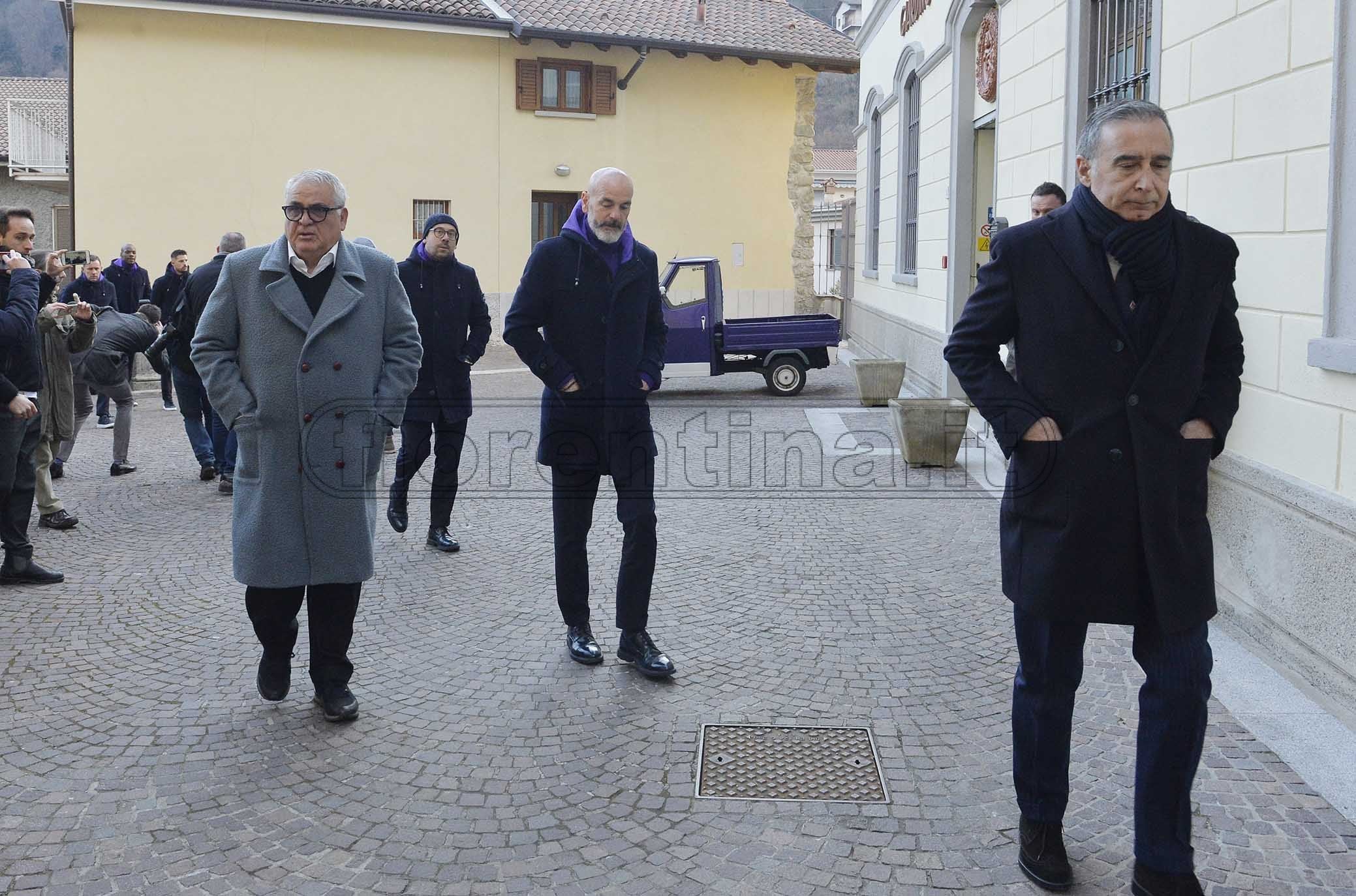 Bergamo 04-03-2019. La squadra a San Pellegrino per commemorare il capitano Davide Astori ad un anno di distanza dalla sua tragica scomparsa. Corvino, Pioli e Cognigni GALASSI SILVANO/SILPRESS