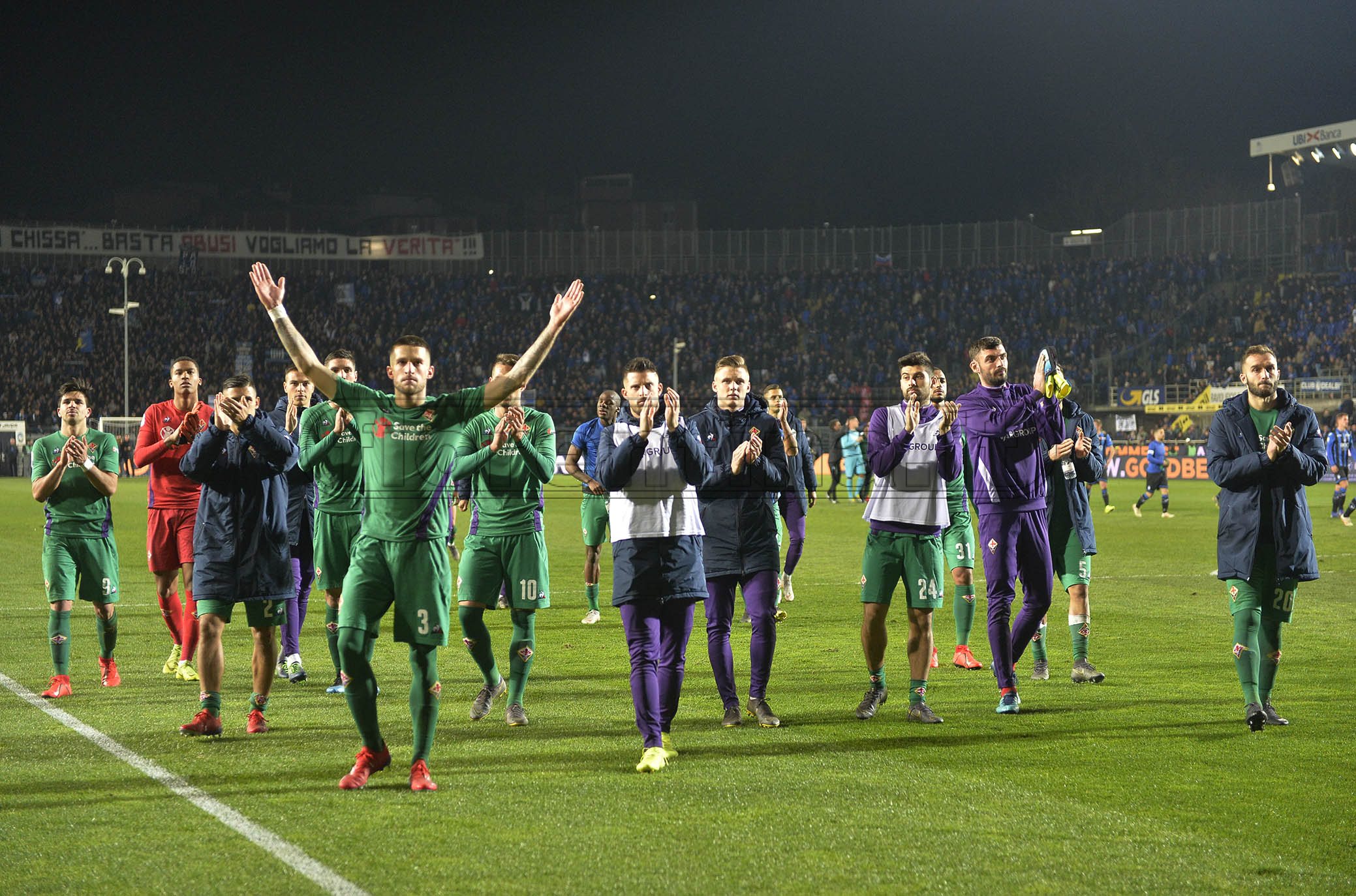 ATALANTA-FIORENTINA 03-03-2019 SALUTO DI TUTTA LA SQUADRA AI TIFOSI. GALASSI SILVANO/SILPRESS