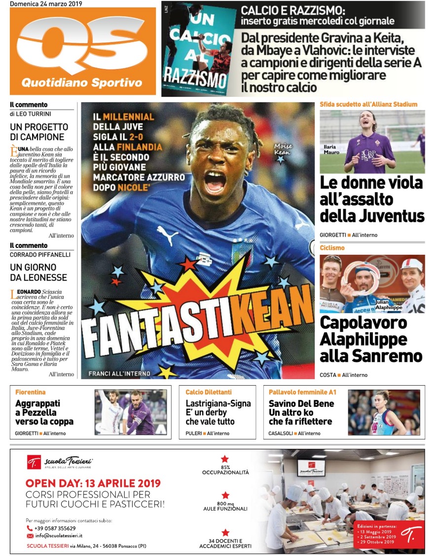 Quotidiani: la prima pagina di Qs, Stadio, Gazzetta, Corriere dello Sport, Tuttosport
