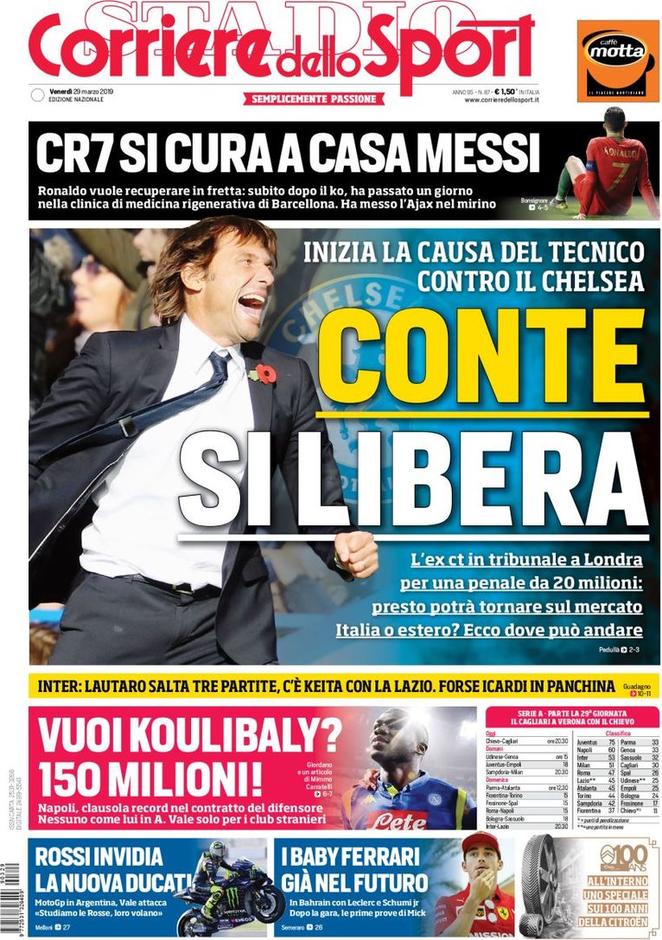 Quotidiani: la prima pagina di Qs, Stadio, Gazzetta, Corriere dello Sport, Tuttosport