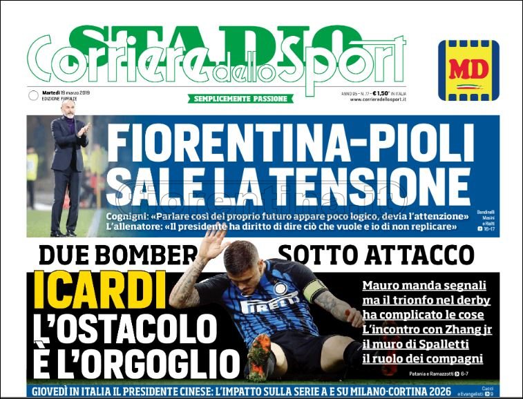 Quotidiani: la prima pagina di Qs, Stadio, Gazzetta, Corriere dello Sport, Tuttosport