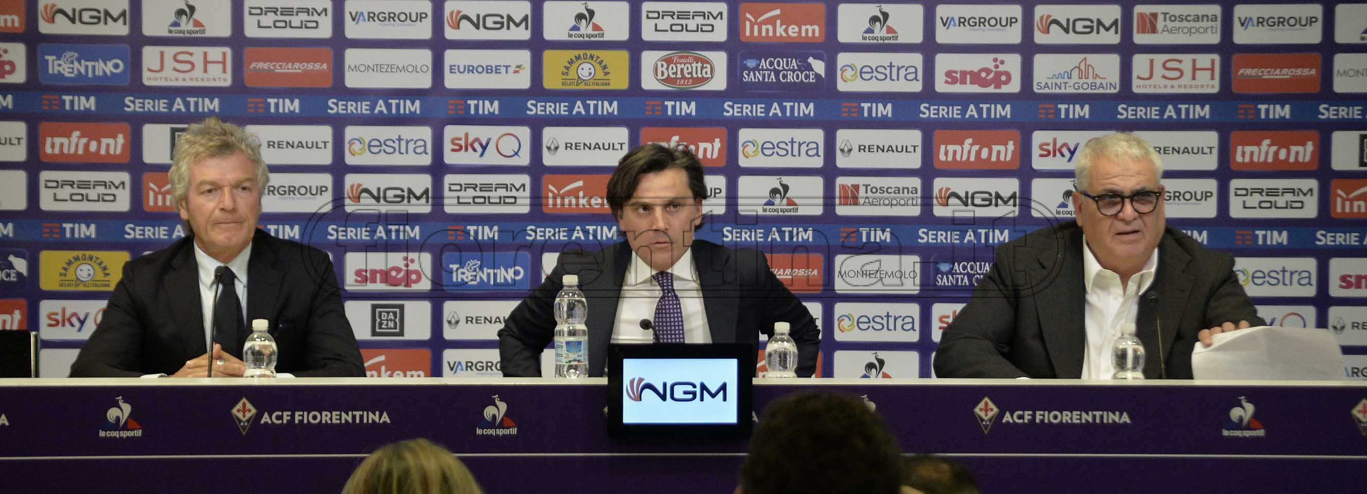 FIORENTINA 10-04-2019 GIANCARLO ANTOGNONI, PANTALEO CORVINO PRESENTANO VINCENZO MONTELLA. SILVANO GALASSI/SILPRESS