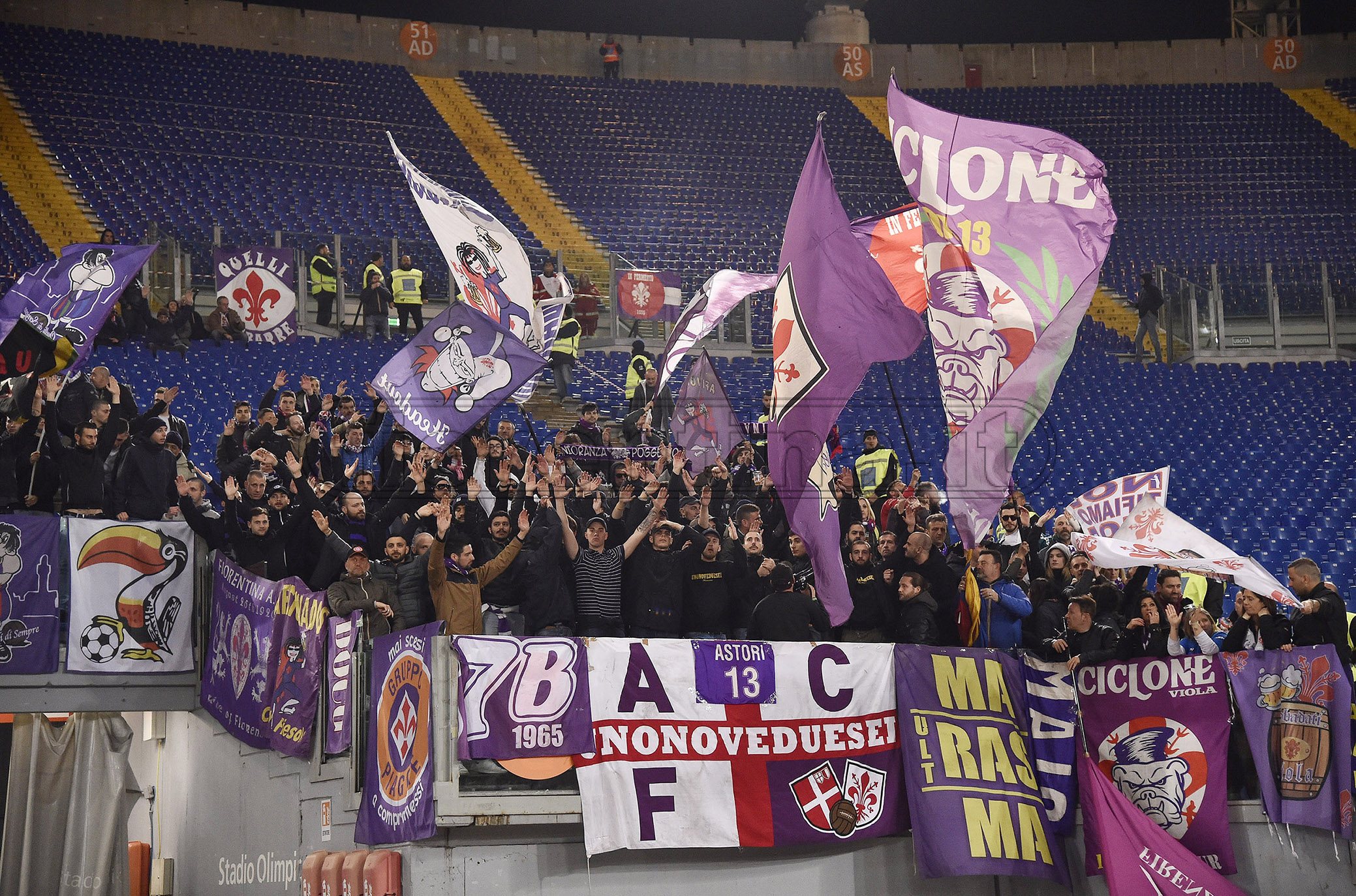 ROMA-FIORENTINA 03-04-2019 TIFOSI DELLA FIORENTINA. SILPRESS
