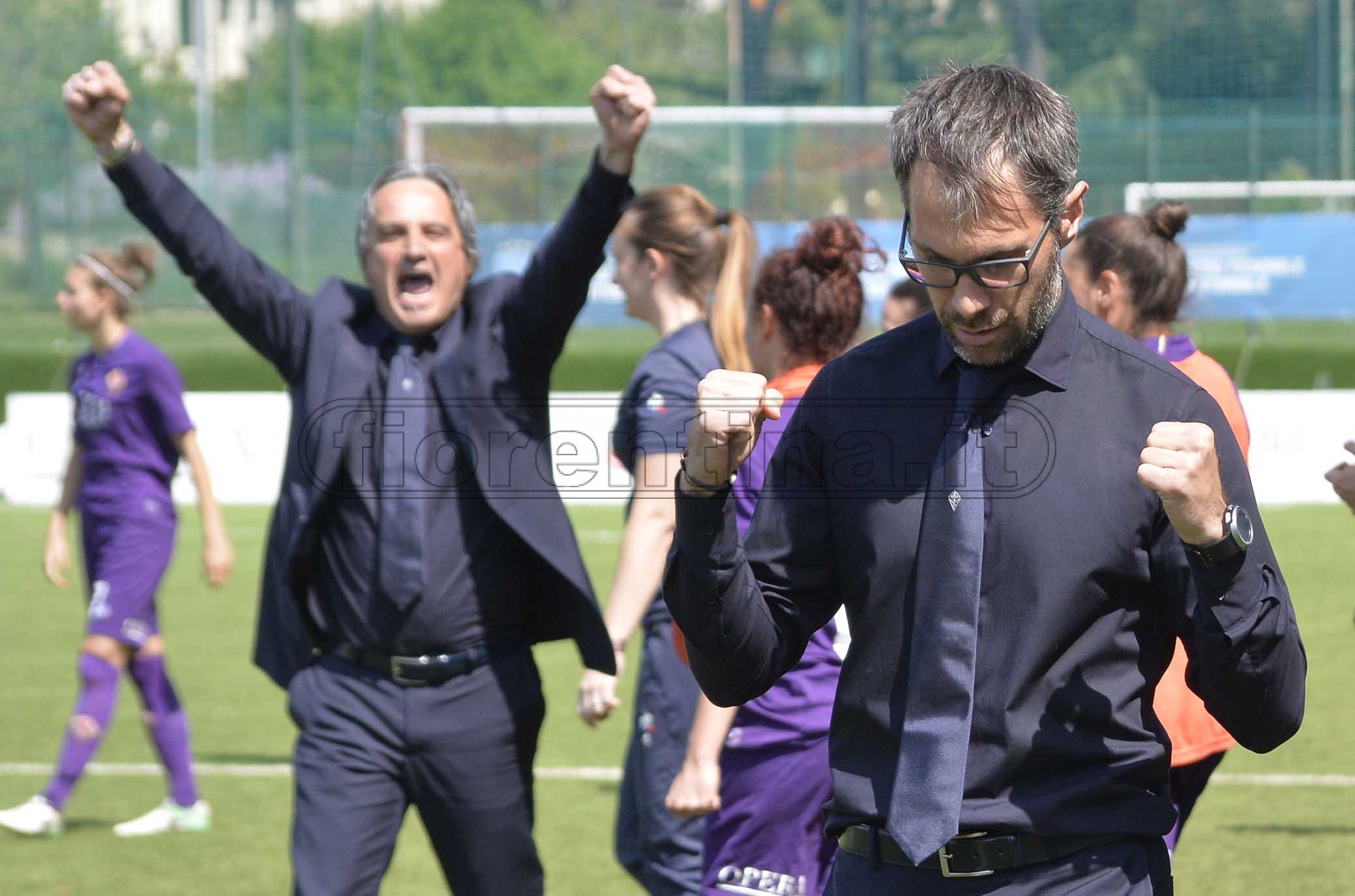 FIORENTINA WOMEN'S-ROMA 20-04-2019 ESULTANZA FINE PARTITA DI ANTONIO CINCOTTA E NICOLA MELANI. GALASSI