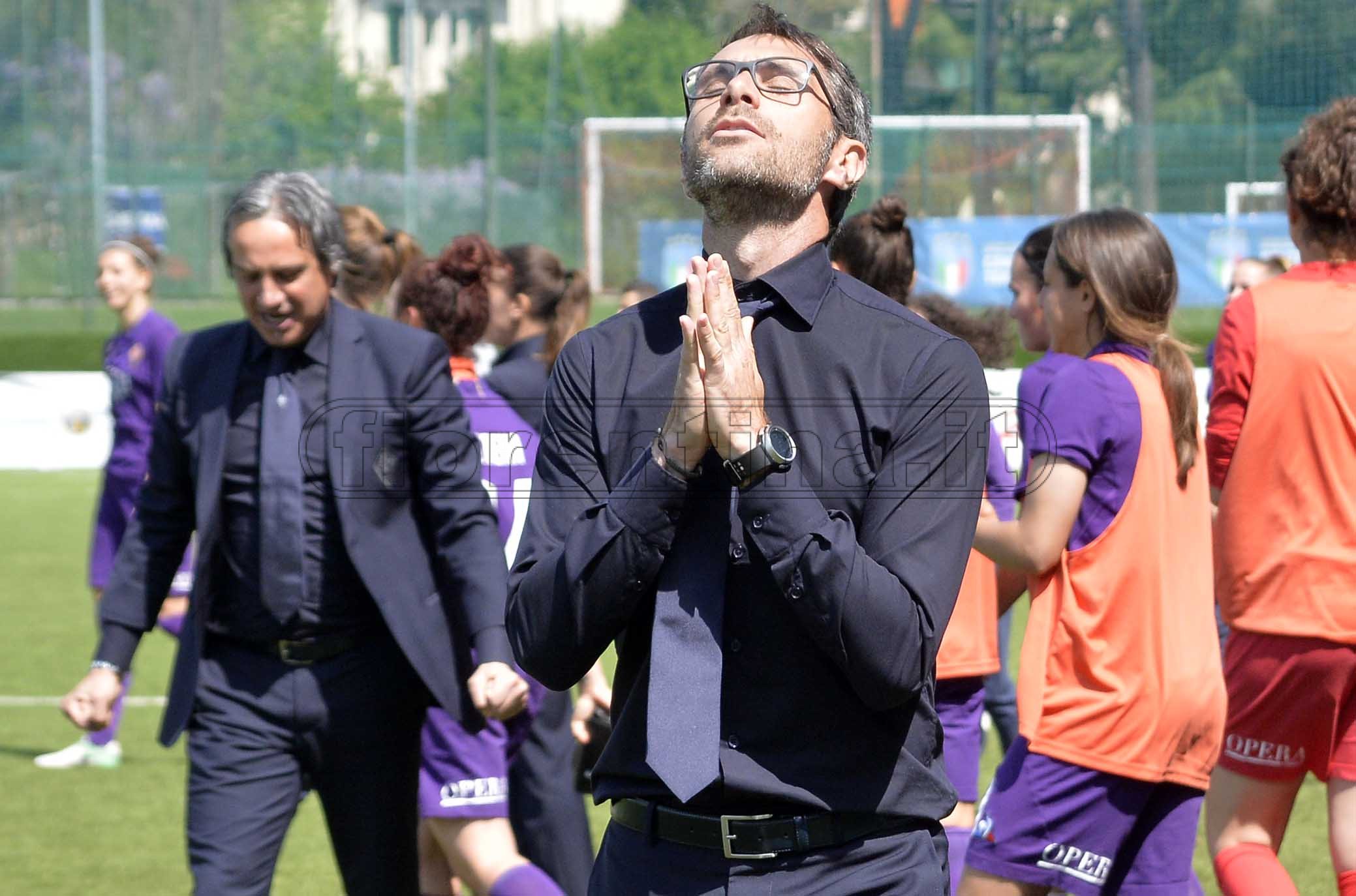 FIORENTINA WOMEN'S-ROMA 20-04-2019 ESULTANZA FINE PARTITA DI ANTONIO CINCOTTA. GALASSI