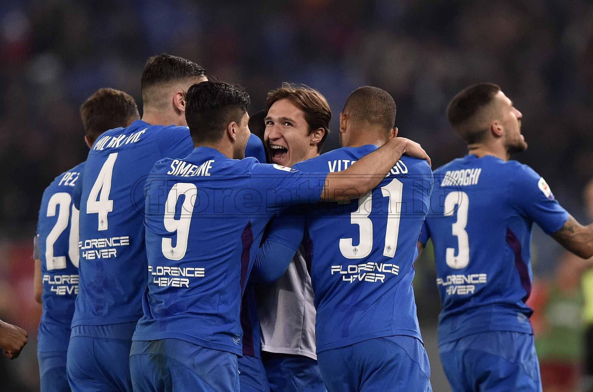 ROMA-FIORENTINA 03-04-2019 ESULTANZA CHIESA DOPO IL GOL DI GERSON. SILPRESS