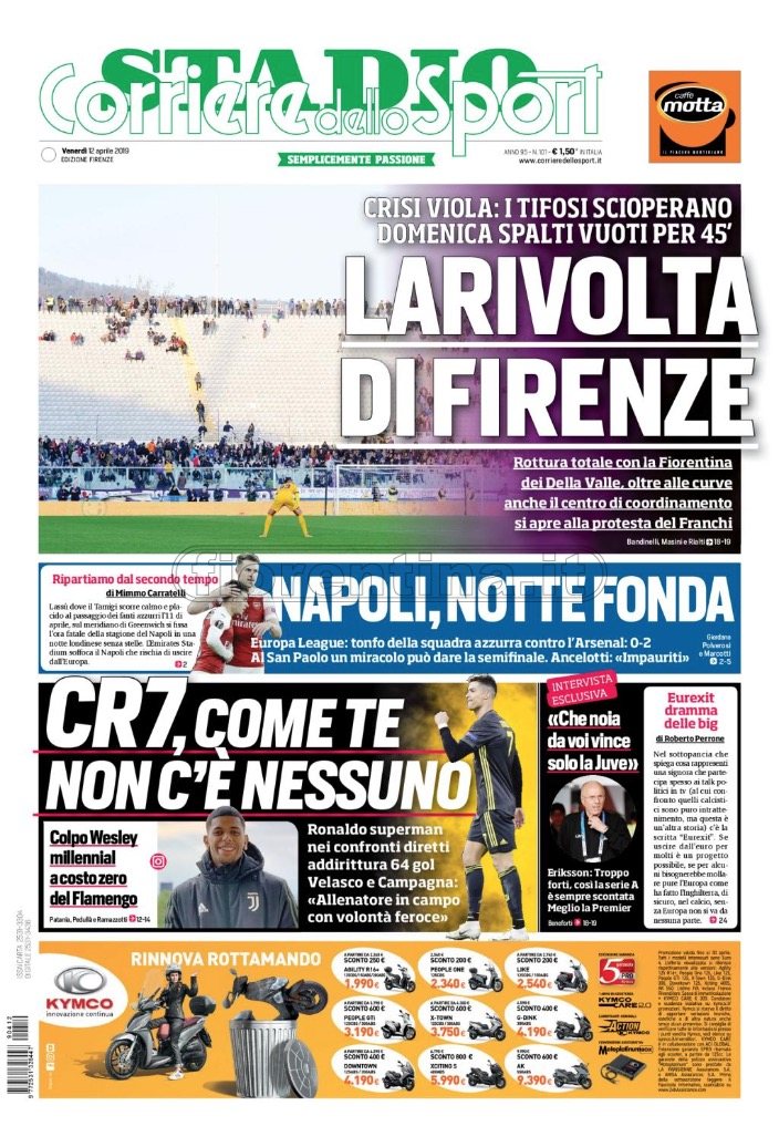Quotidiani: la prima pagina di Qs, Stadio, Gazzetta, Corriere dello Sport, Tuttosport