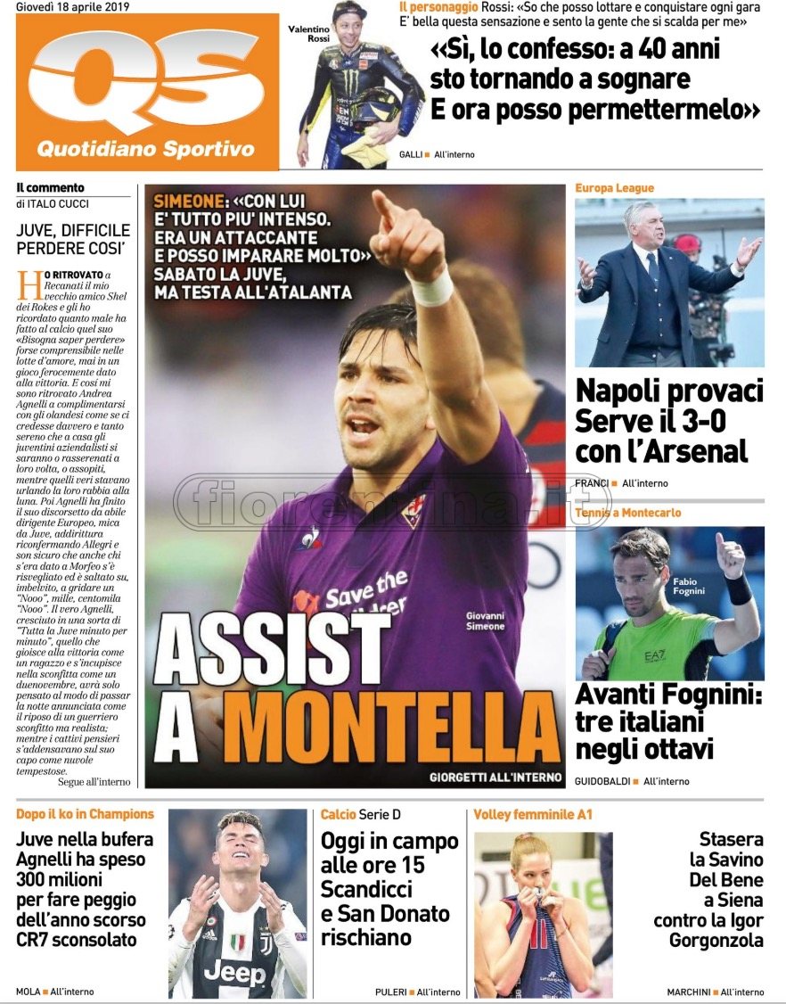 Quotidiani: la prima pagina di Qs, Stadio, Gazzetta, Corriere dello Sport, Tuttosport