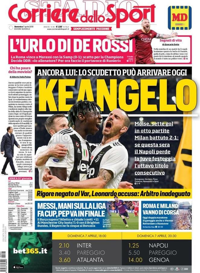 Quotidiani: la prima pagina di Qs, Stadio, Gazzetta, Corriere dello Sport, Tuttosport