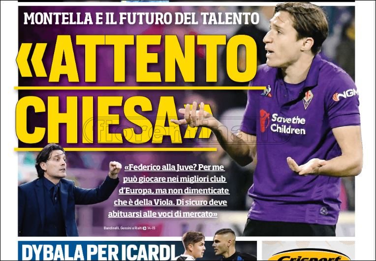 Quotidiani: la prima pagina di Qs, Stadio, Gazzetta, Corriere dello Sport, Tuttosport