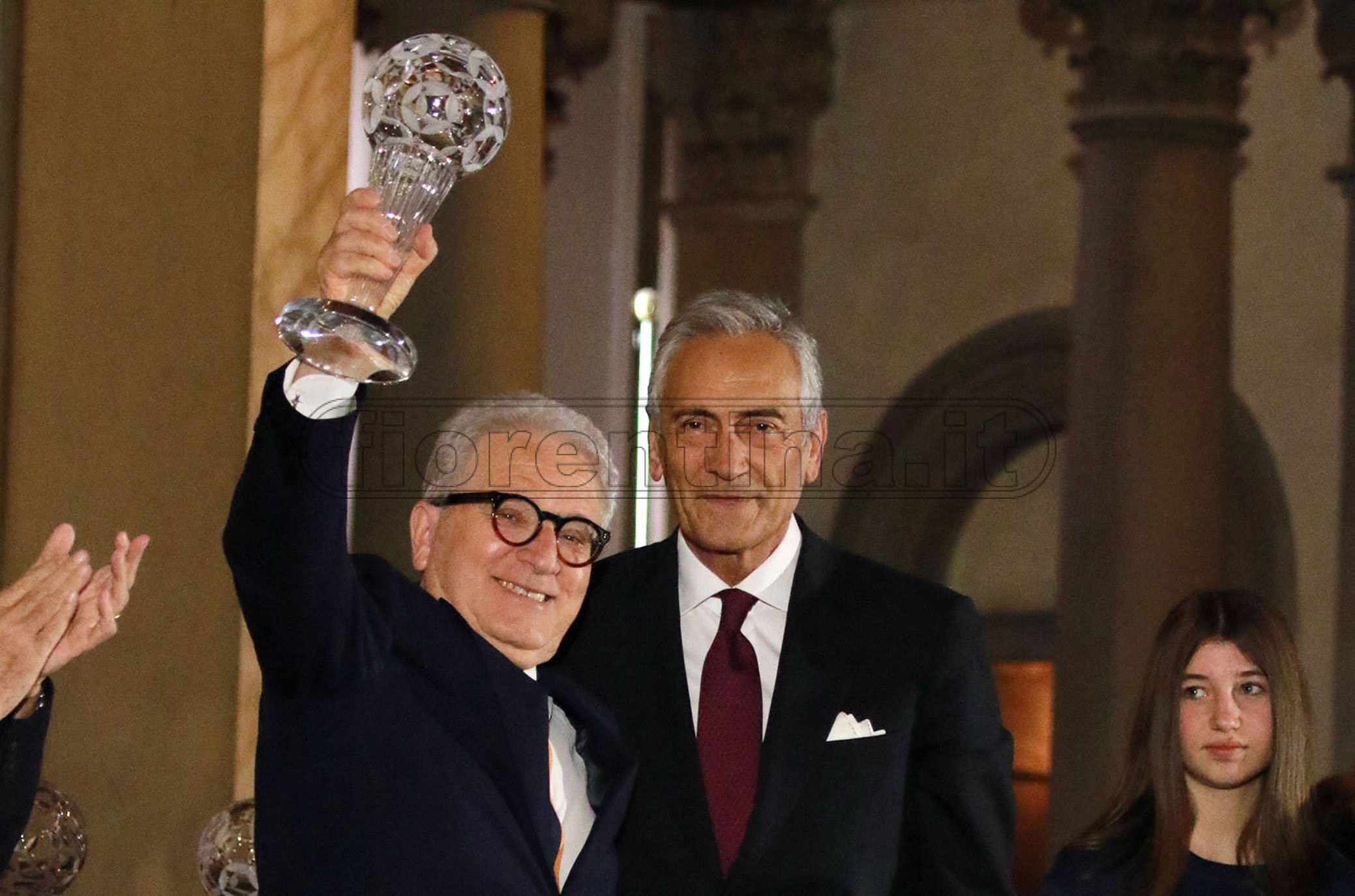 FIRENZE 20-05-2019 HALL OF FAME 2019. GABRIELE GRAVINA CONSEGNA IL PREMIO A ANTONIO MATARESSE. GALASSI SILVANO/SILPRESS