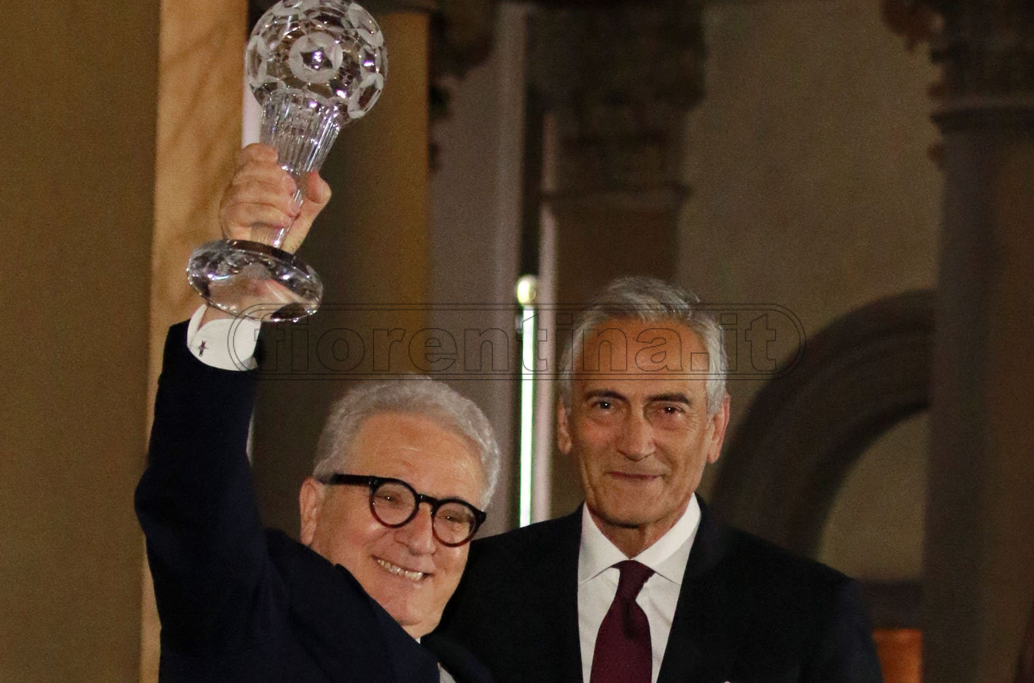 FIRENZE 20-05-2019 HALL OF FAME 2019. GABRIELE GRAVINA CONSEGNA IL PREMIO A ANTONIO MATARESSE. GALASSI SILVANO/SILPRESS