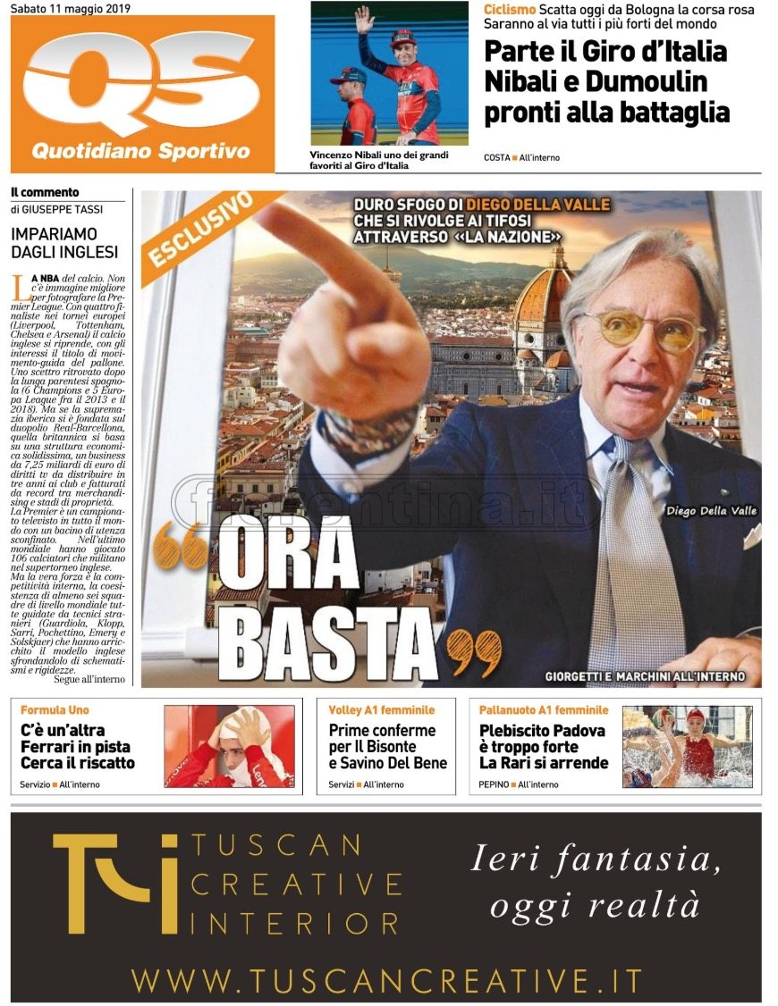 Quotidiani: la prima pagina di Qs, Stadio, Gazzetta, Corriere dello Sport, Tuttosport