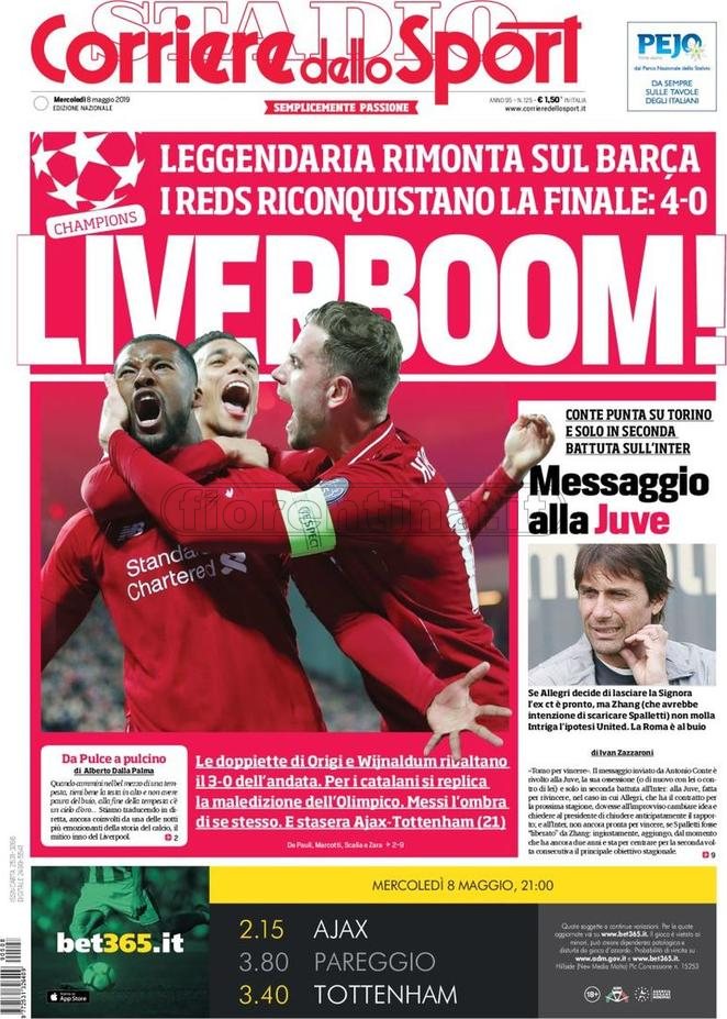 Quotidiani: la prima pagina di Qs, Stadio, Gazzetta, Corriere dello Sport, Tuttosport