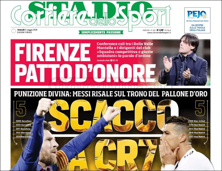 Quotidiani: la prima pagina di Qs, Stadio, Gazzetta, Corriere dello Sport, Tuttosport