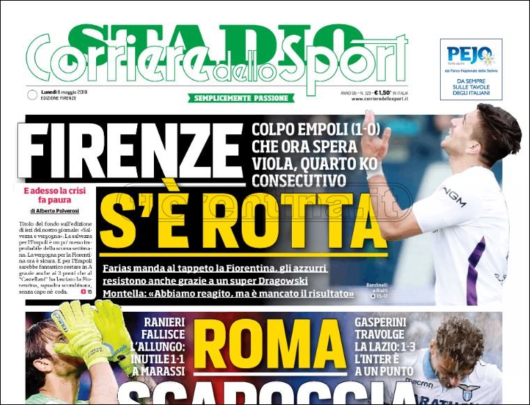 Quotidiani: la prima pagina di Qs, Stadio, Gazzetta, Corriere dello Sport, Tuttosport