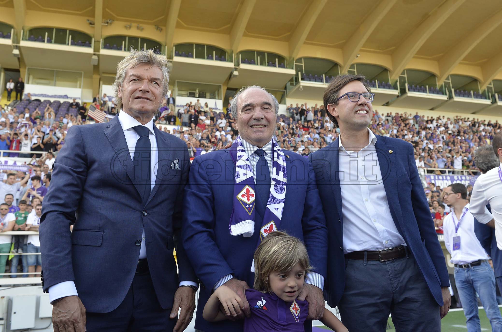 FIORENTINA 07-06-2019 PRESENTAZIONE DI ROCCO COMMISSO AL FRANCHI. GIANCARLO ANTOGNONI, ROCCO COMMISSO E DARIO NARDELLA. GALASSI SILVANO/SILPRESS