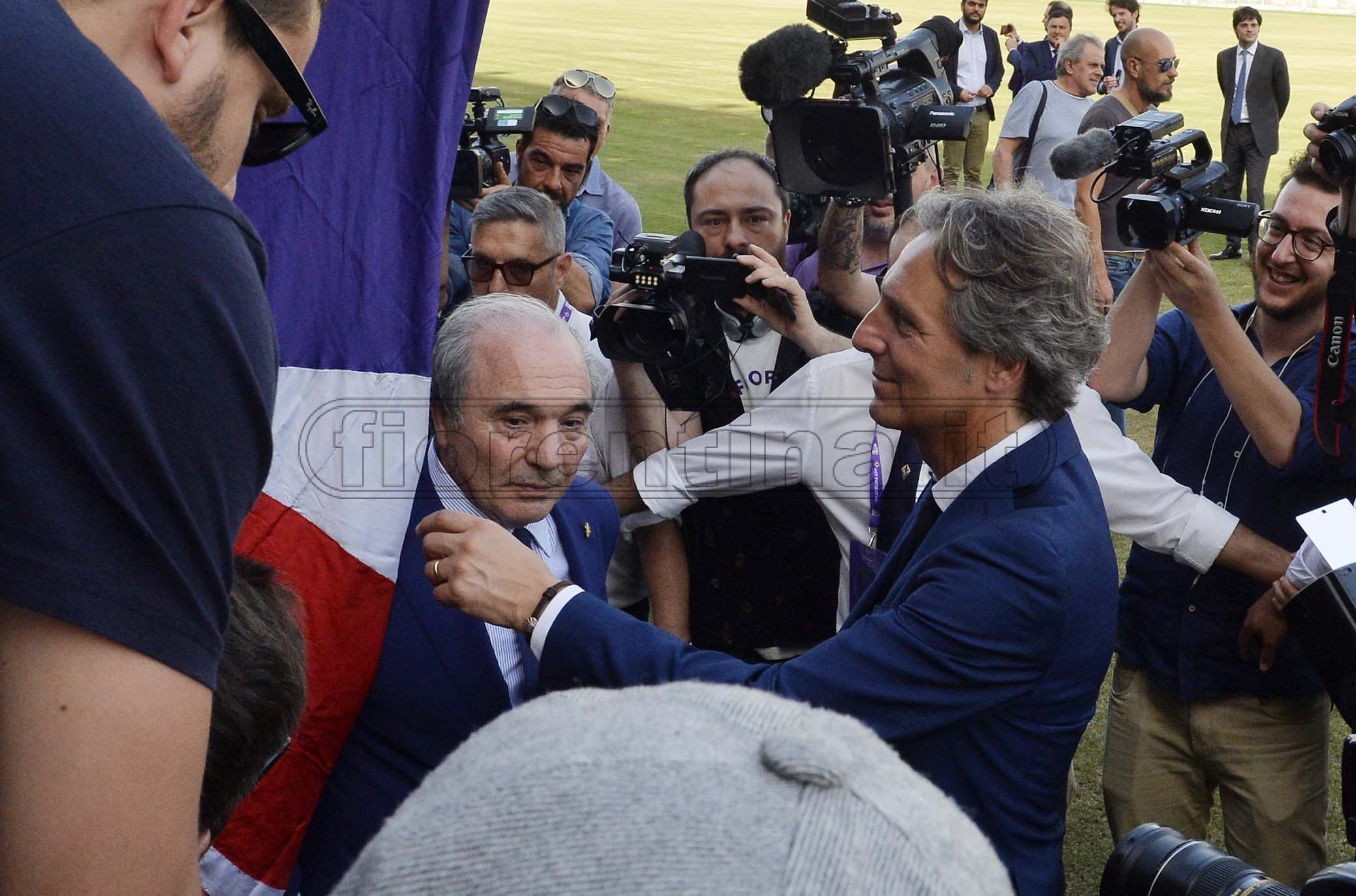 FIORENTINA 07-06-2019 PRESENTAZIONE DI ROCCO COMMISSO AL FRANCHI. GIANCARLO ANTOGNONI, ROCCO COMMISSO E DARIO NARDELLA. GALASSI SILVANO/SILPRESS