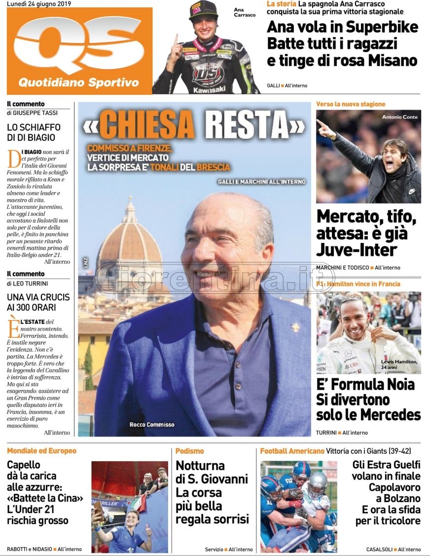 Quotidiani: la prima pagina di Qs, Stadio, Gazzetta, Corriere dello Sport, Tuttosport