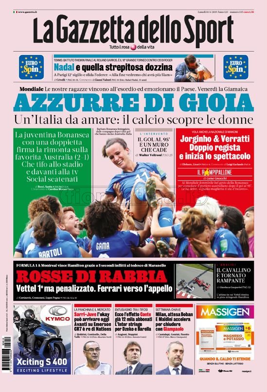 Quotidiani: la prima pagina di Qs, Stadio, Gazzetta, Corriere dello Sport, Tuttosport