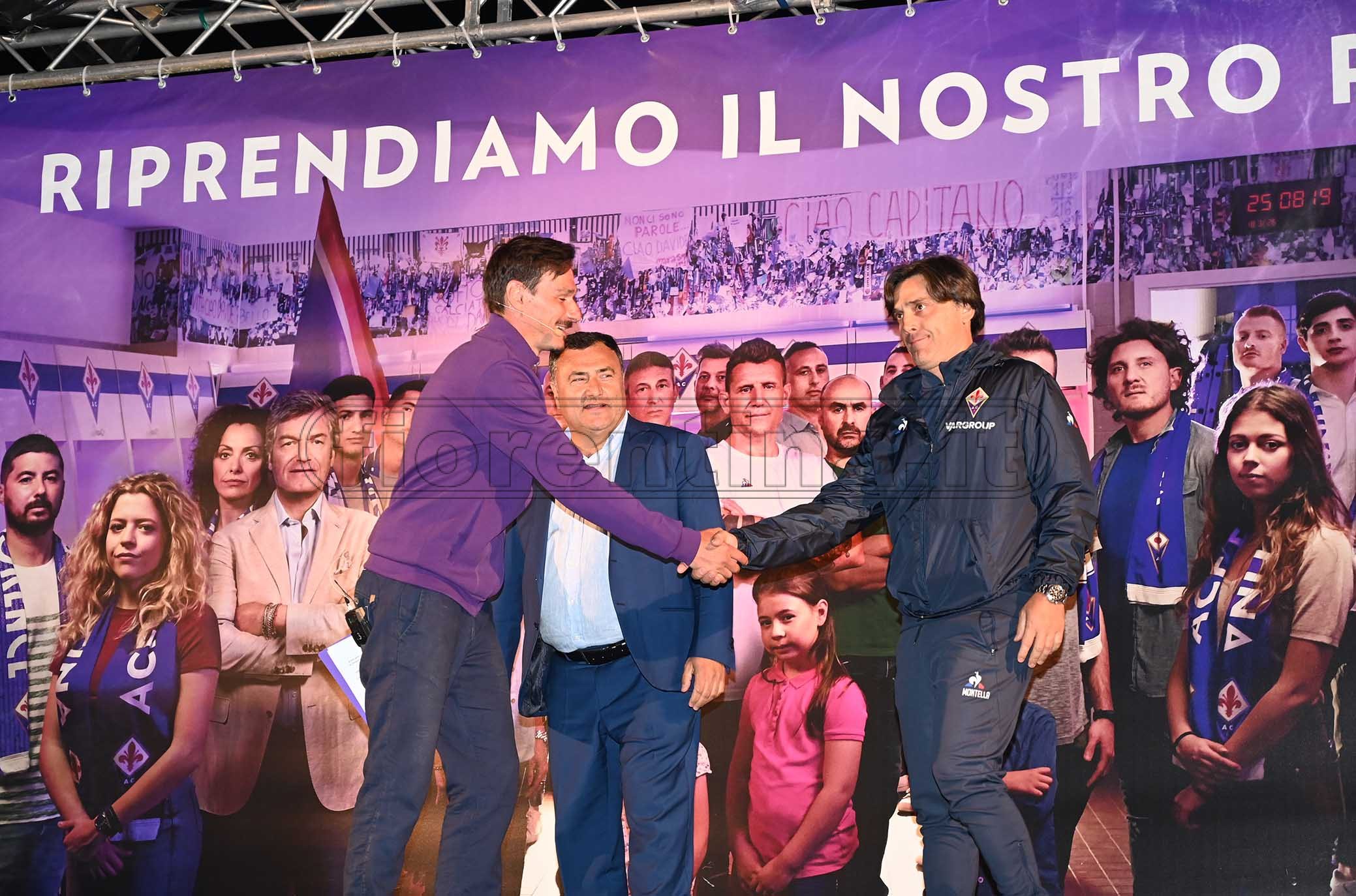 FIORENTINA 10-07-2019 PRESENTAZIONE DELLA SQUADRA. JOE BARONE E VINCENZO MONTELLA. GALASSI SILVANO/SILPRESS