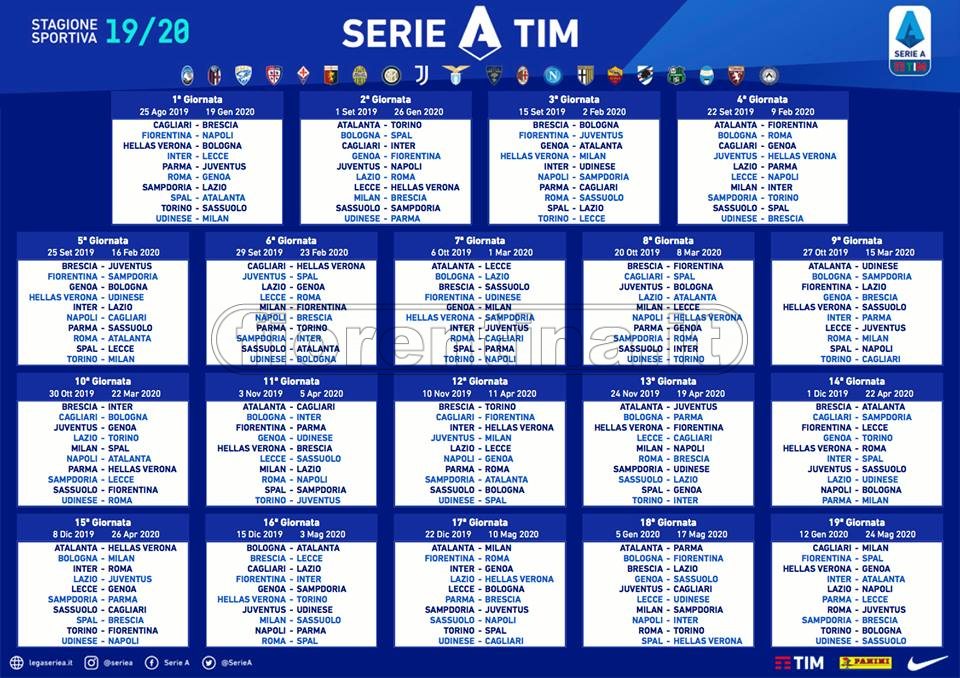 Serie A: Fiorentina-Napoli in anticipo al sabato alle 20.45. Il calendario completo delle prime due giornate
