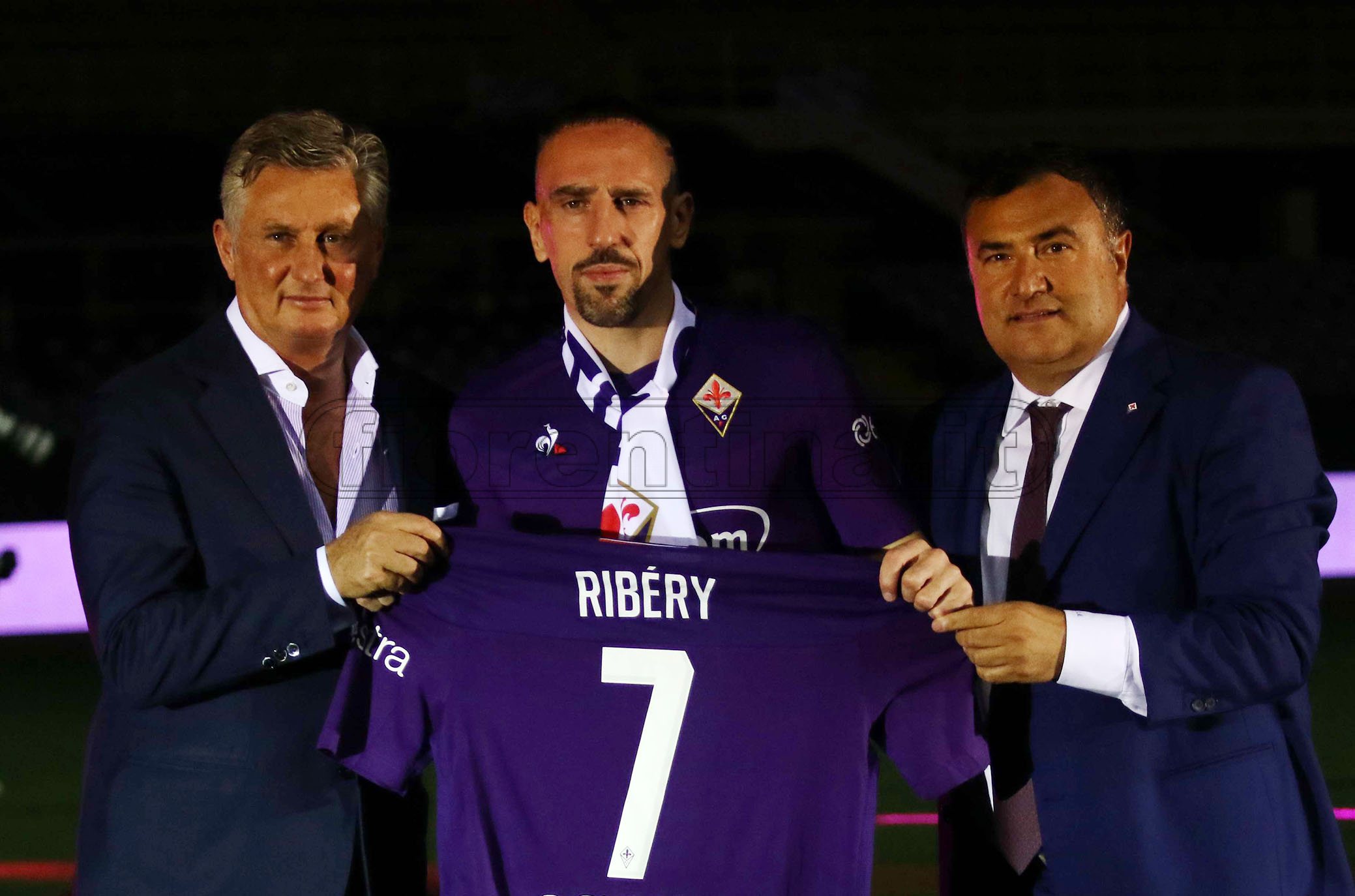 FIORENTINA 22-08-2019 PRESENTAZIONE DI FRANCK RIBERY AL FRANCHI CON JOE BARONE E DANELE PRADE. ROBERTO VICARIO/ SILPRESS