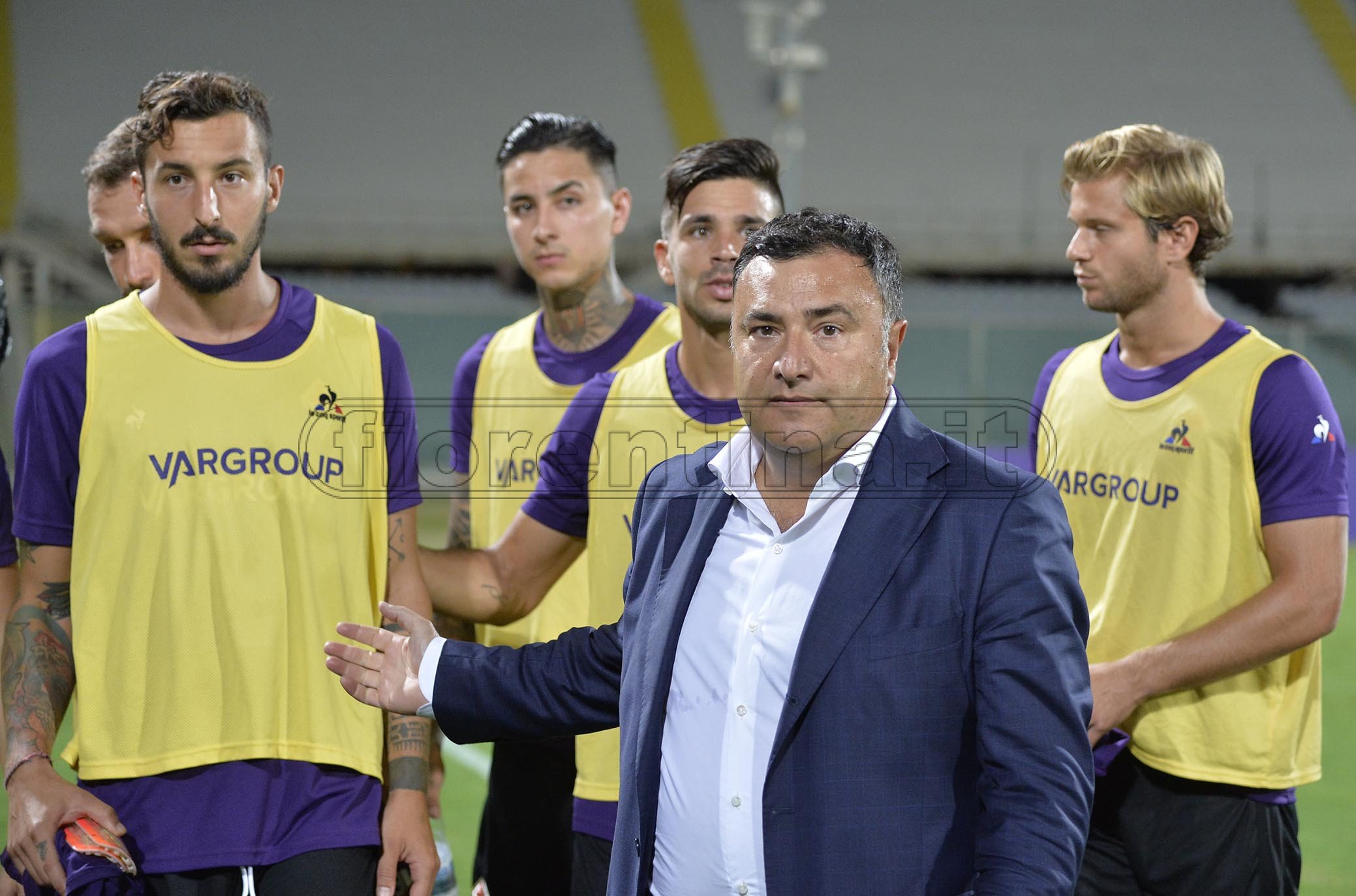 11/08/2019.FIORENTINA-GALATASARAY.JOE BARONE CON LA SQUADRA.SILPRESS