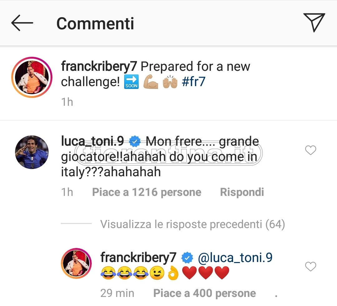 Indizio social: Ribery strizza l'occhio alla domanda di Luca Toni sul futuro in Italia (FOTO)