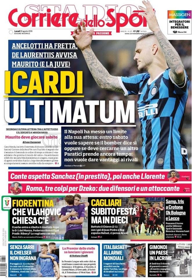 Quotidiani: la prima pagina di Qs, Stadio, Gazzetta, Corriere dello Sport, Tuttosport