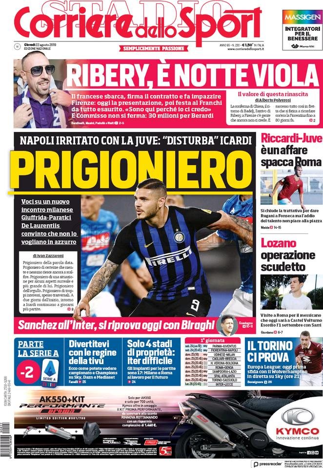 Quotidiani: la prima pagina di Qs, Stadio, Gazzetta, Corriere dello Sport, Tuttosport